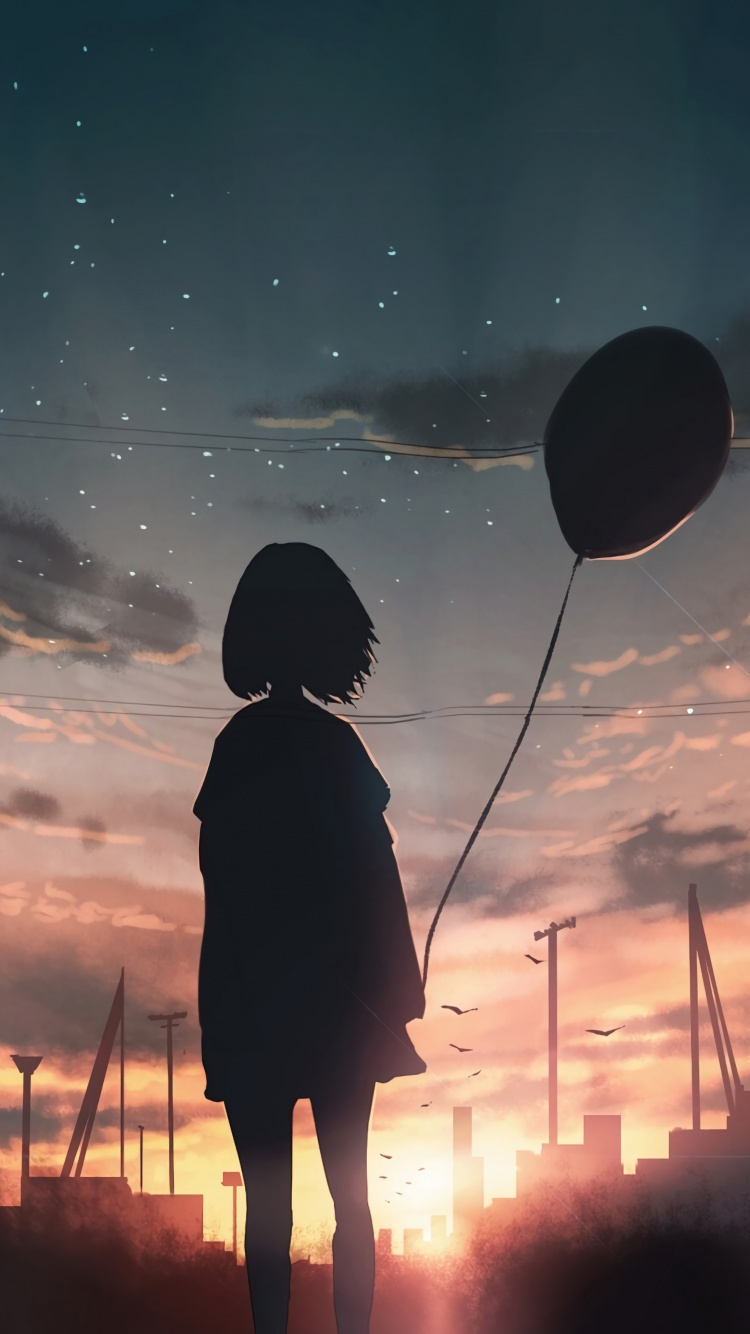 Anime, Kunst, Cloud, Atmosphäre, Afterglow. Wallpaper in 750x1334 Resolution