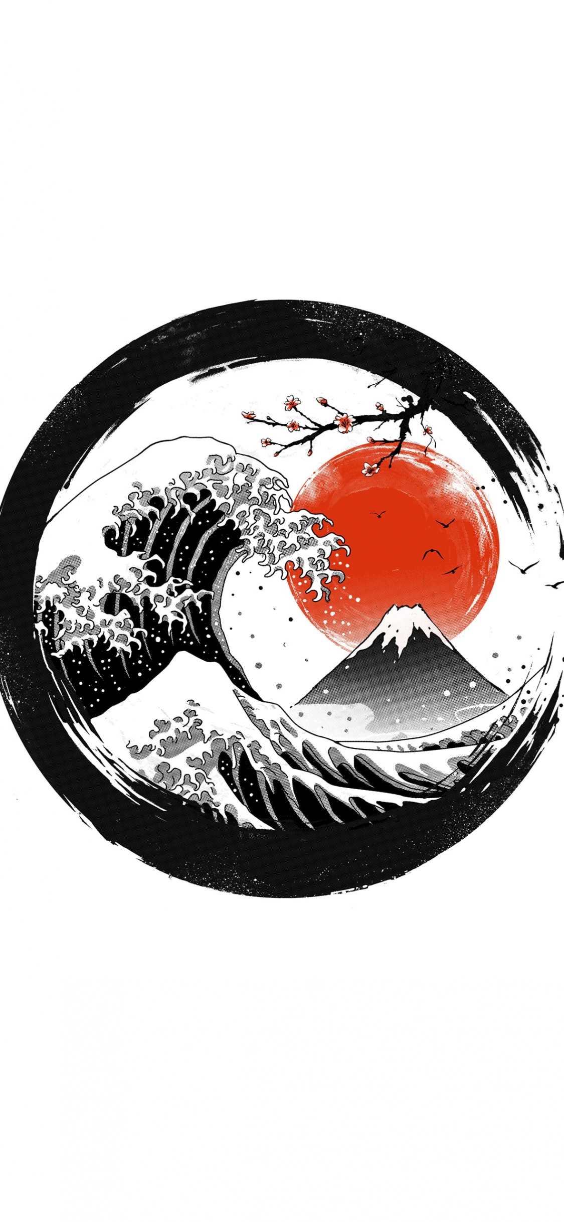Great Sumi Wave, The Great Wave Off Kanagawa, t Shirt, The Great Sumi Wave, Art. Wallpaper in 1125x2436 Resolution