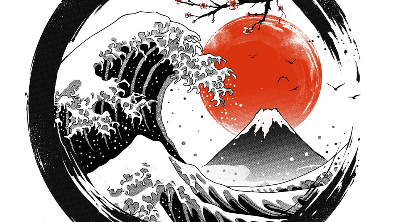 Great Sumi Wave, The Great Wave Off Kanagawa, t Shirt, The Great Sumi Wave, Art. Wallpaper in 1280x720 Resolution
