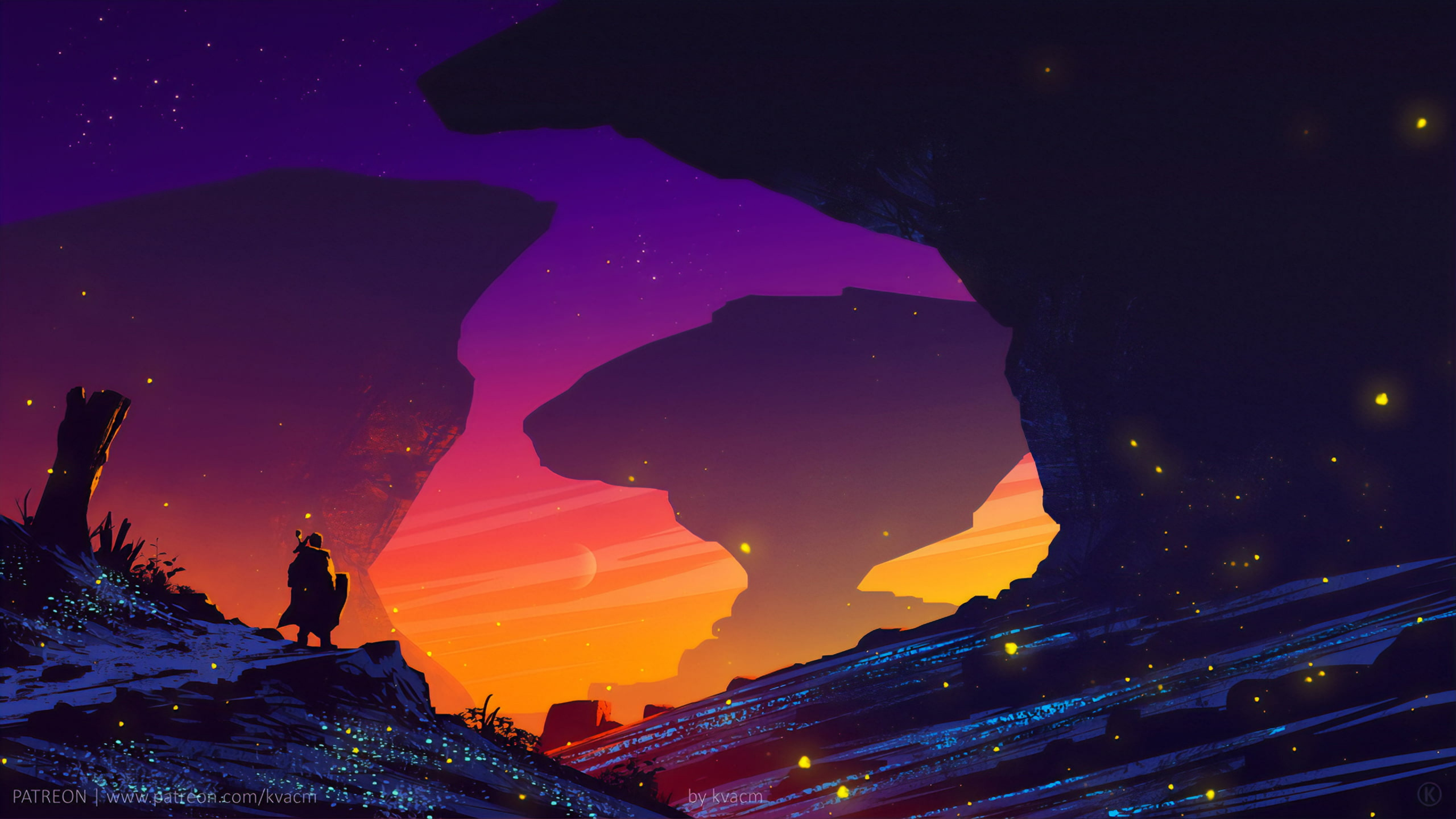 Synthwave, Digital Art, Illustration, Work of Art, Drawing. Wallpaper in 2560x1440 Resolution