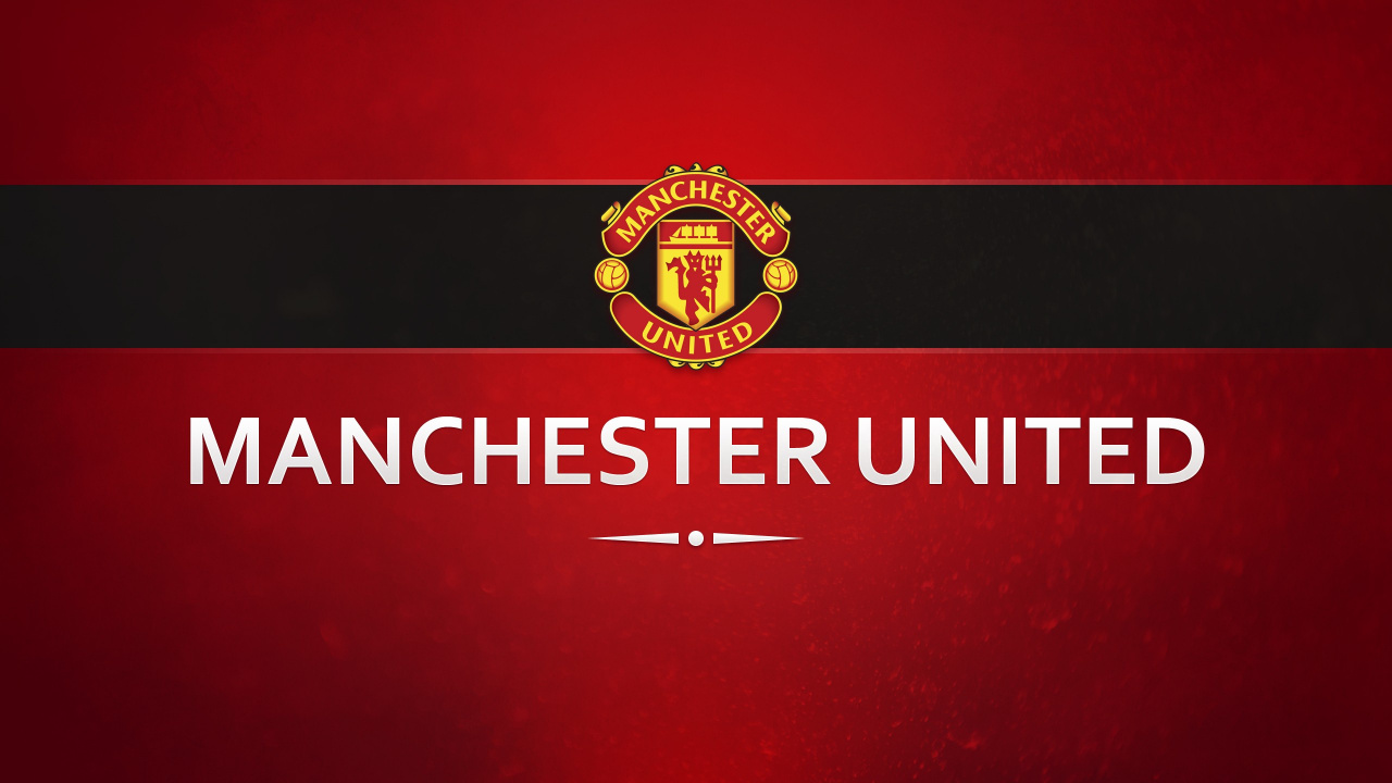 el Manchester United f c, Rojo, Logotipo, Texto, Emblema. Wallpaper in 1280x720 Resolution