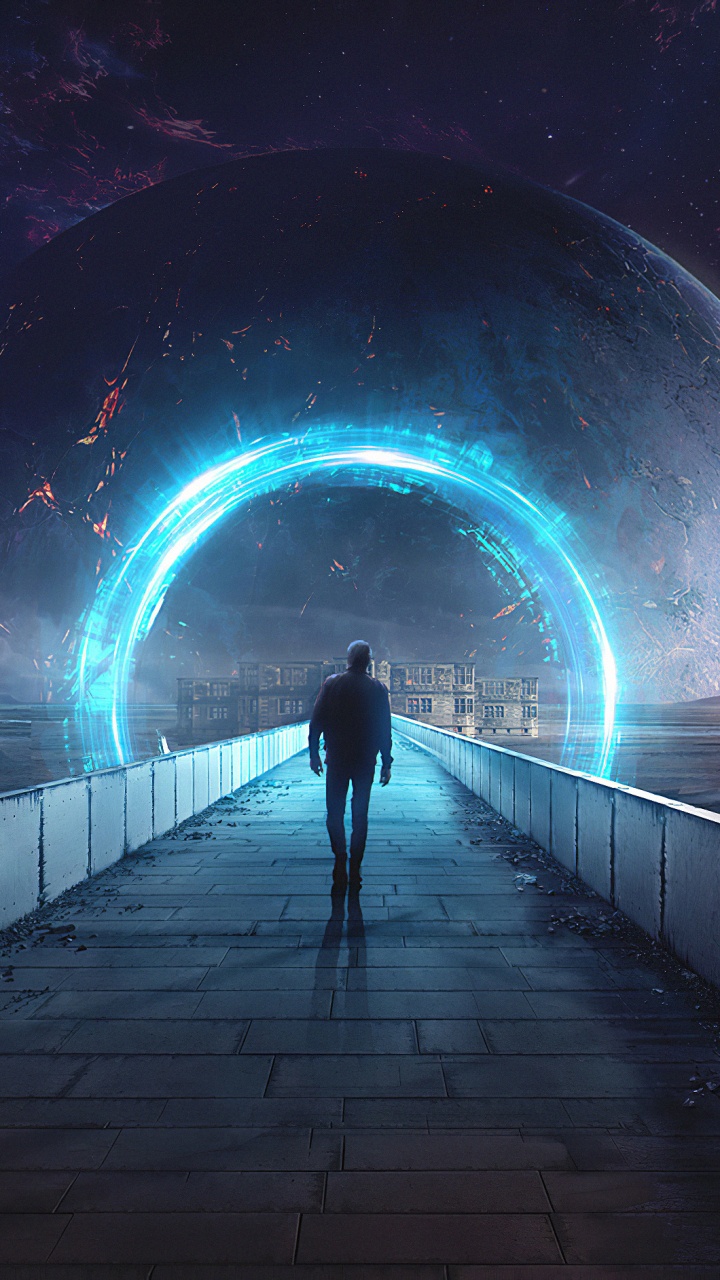 L'homme en Veste Noire Debout Sur un Pont en Béton Pendant la Nuit. Wallpaper in 720x1280 Resolution