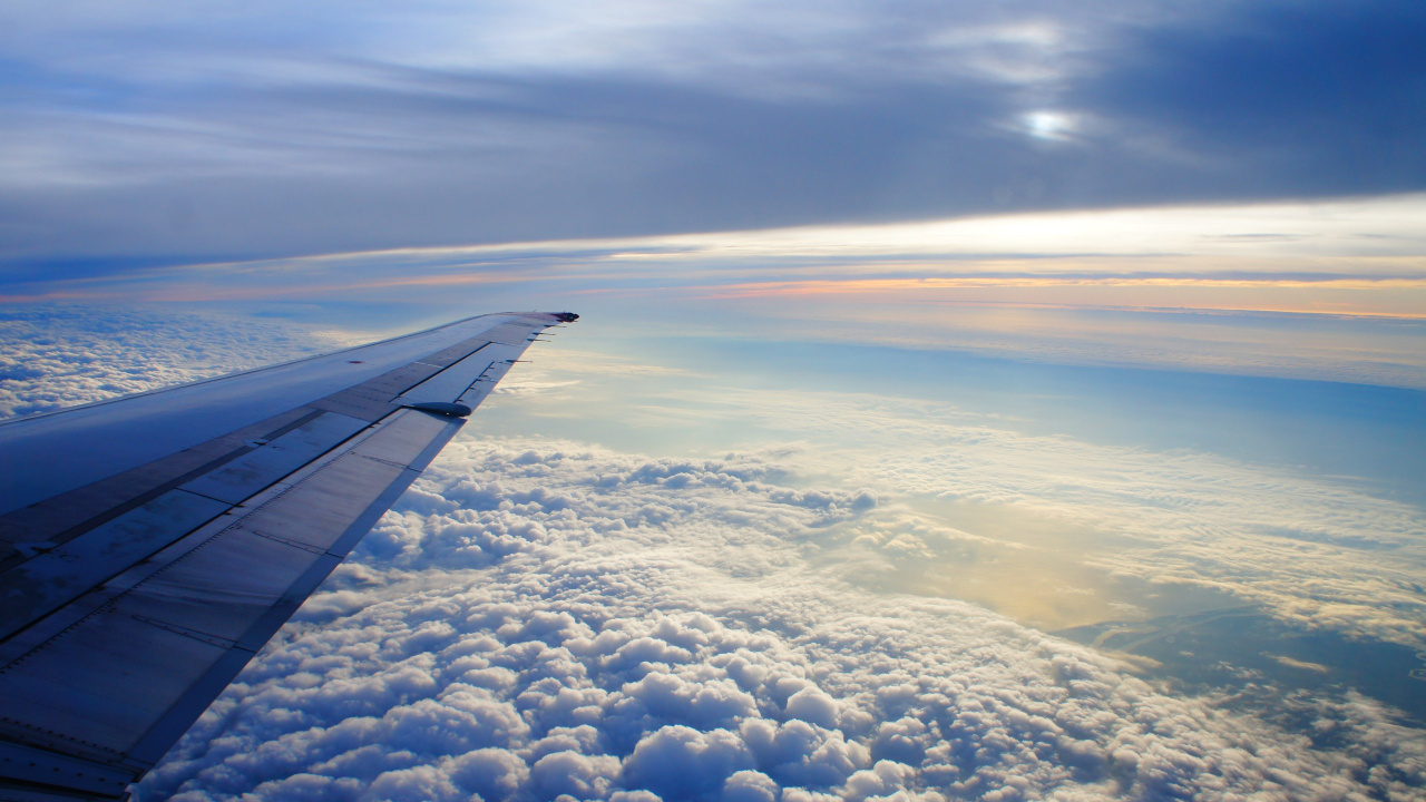 航班, 航空, 空中旅行, 气氛, 地平线 壁纸 1280x720 允许