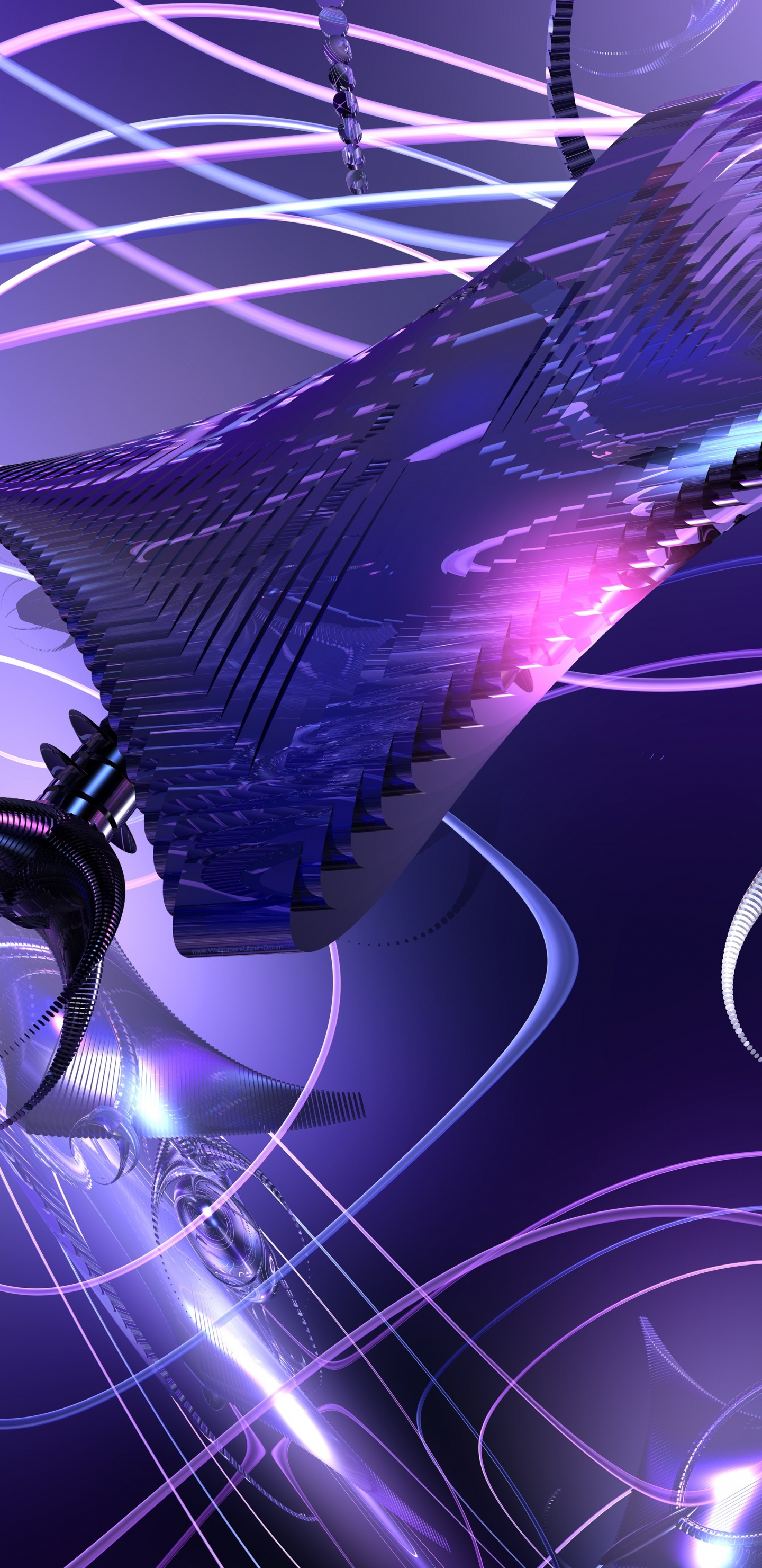 Lila Und Weiße Abstrakte Malerei. Wallpaper in 1440x2960 Resolution