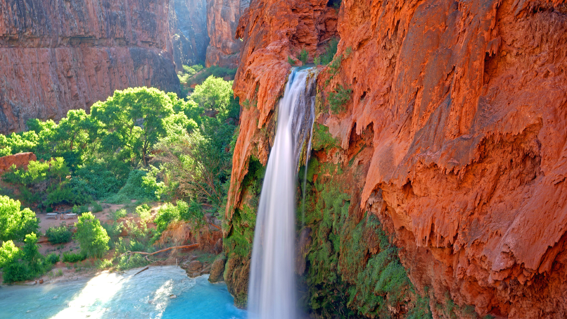 Waterfalls in Brown Rocky Mountain During Daytime. Wallpaper in 1920x1080 Resolution
