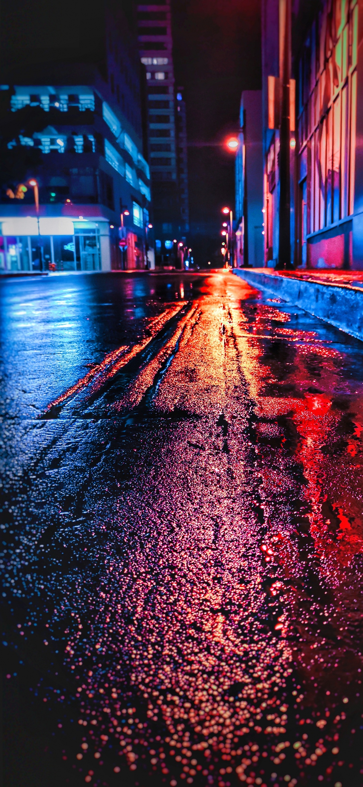 车灯, 路灯, 基础设施, 紫色的, 沥青 壁纸 1242x2688 允许