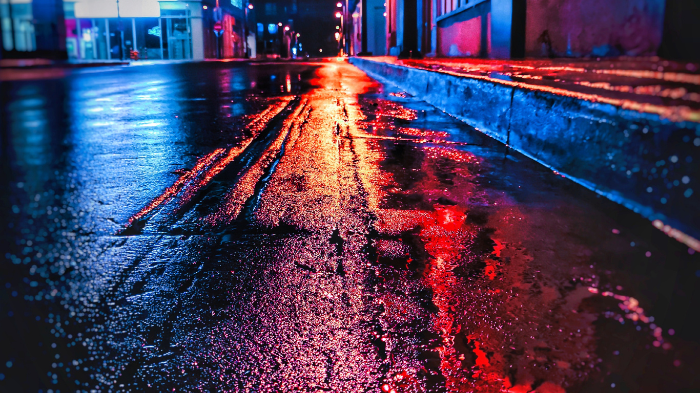 Water, Automotive Lighting, Street Light, Infrastructure, Road Surface. Wallpaper in 1366x768 Resolution