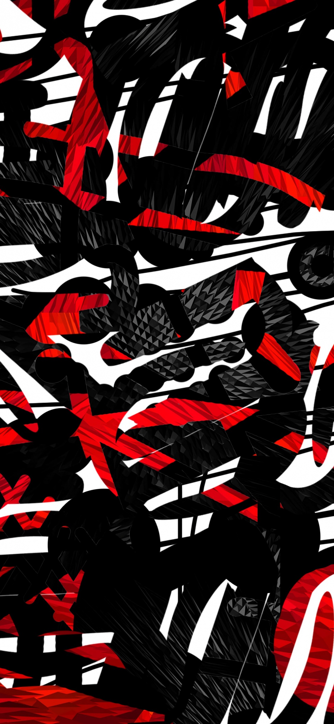 Tableau Abstrait Noir Blanc et Rouge. Wallpaper in 1125x2436 Resolution