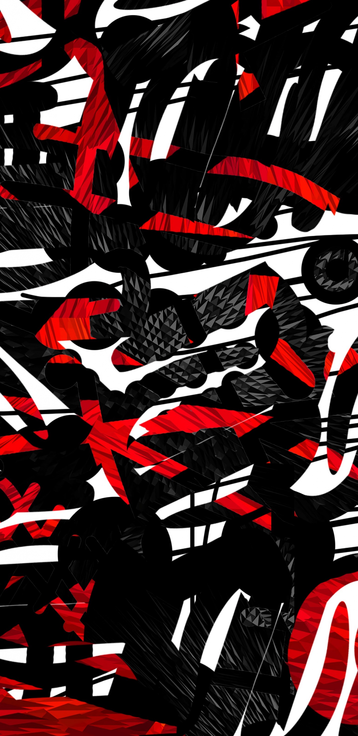 Tableau Abstrait Noir Blanc et Rouge. Wallpaper in 1440x2960 Resolution