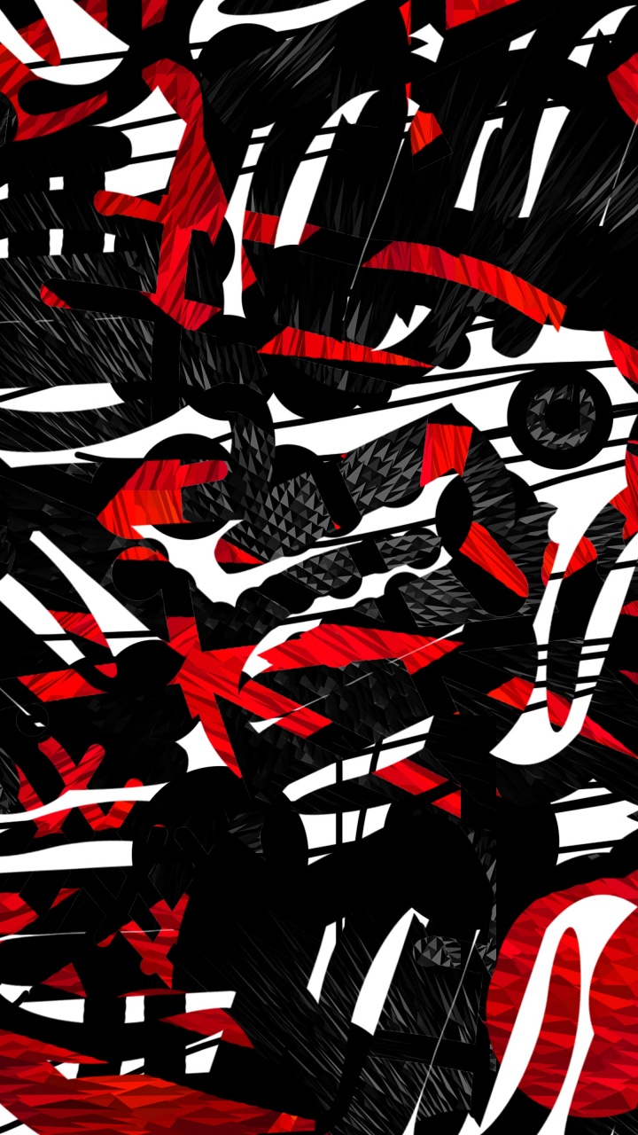 Tableau Abstrait Noir Blanc et Rouge. Wallpaper in 720x1280 Resolution