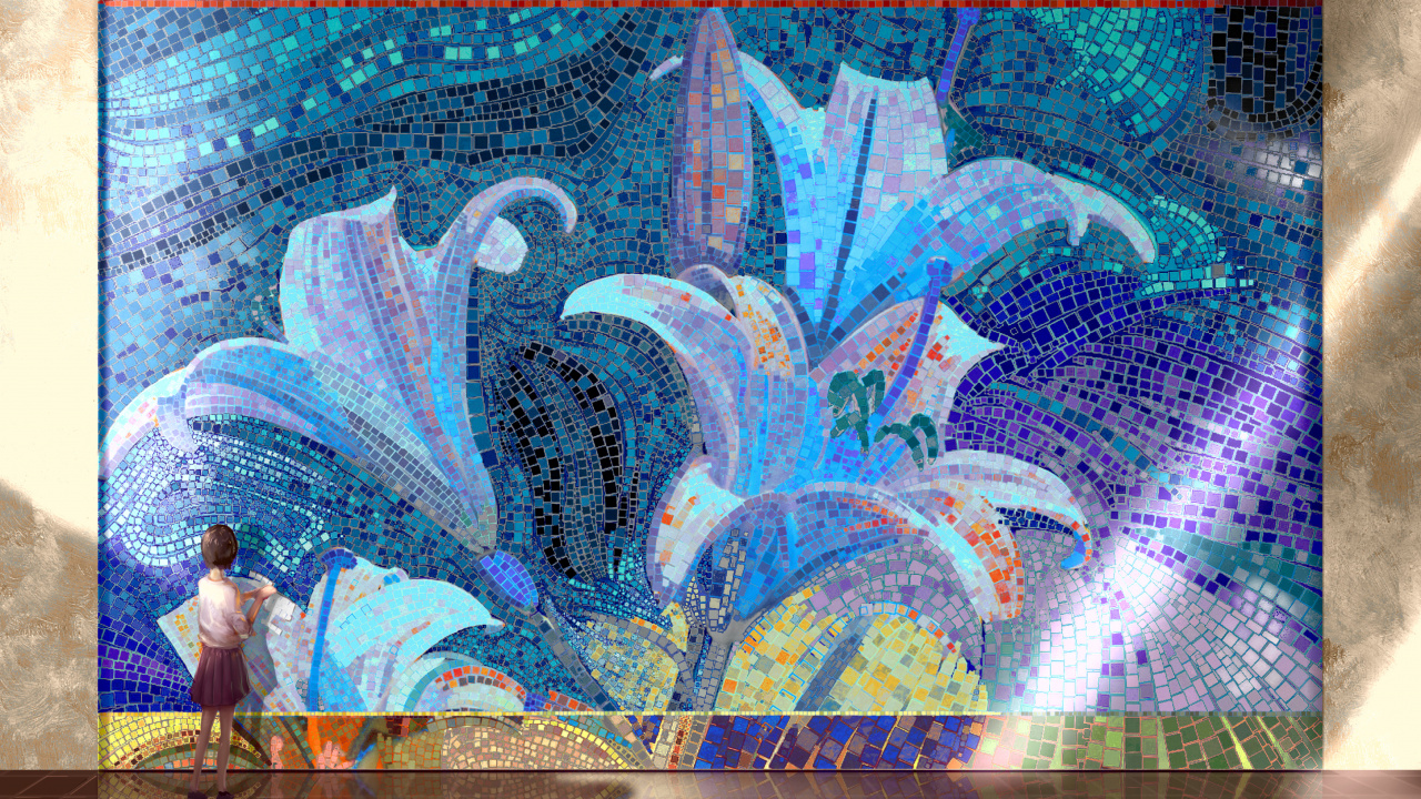 Peinture Florale Bleue et Rose. Wallpaper in 1280x720 Resolution