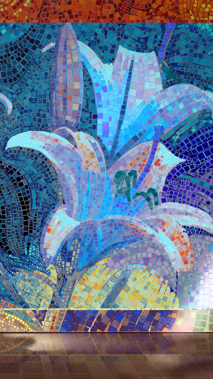 Peinture Florale Bleue et Rose. Wallpaper in 720x1280 Resolution