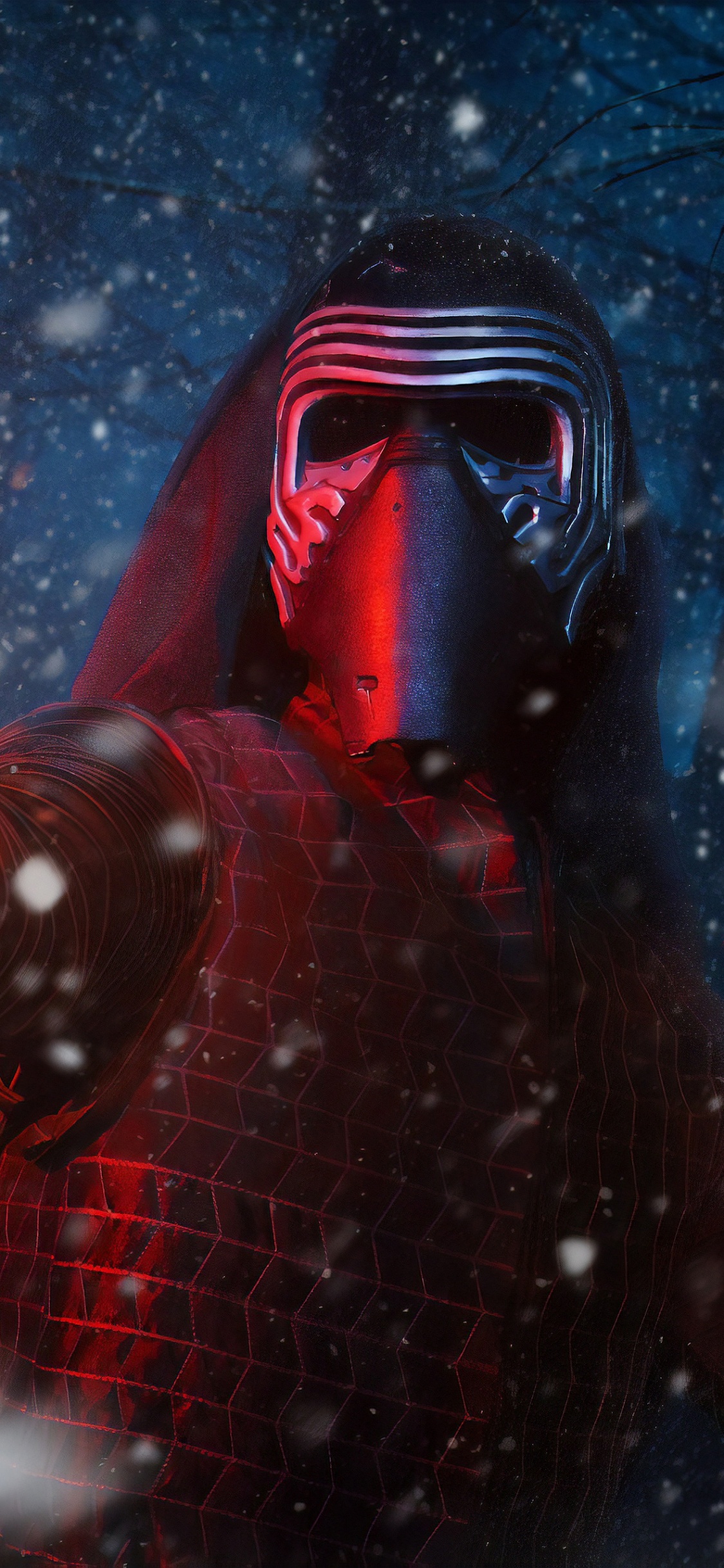 Schwarz-rote Maske Mit Licht. Wallpaper in 1125x2436 Resolution