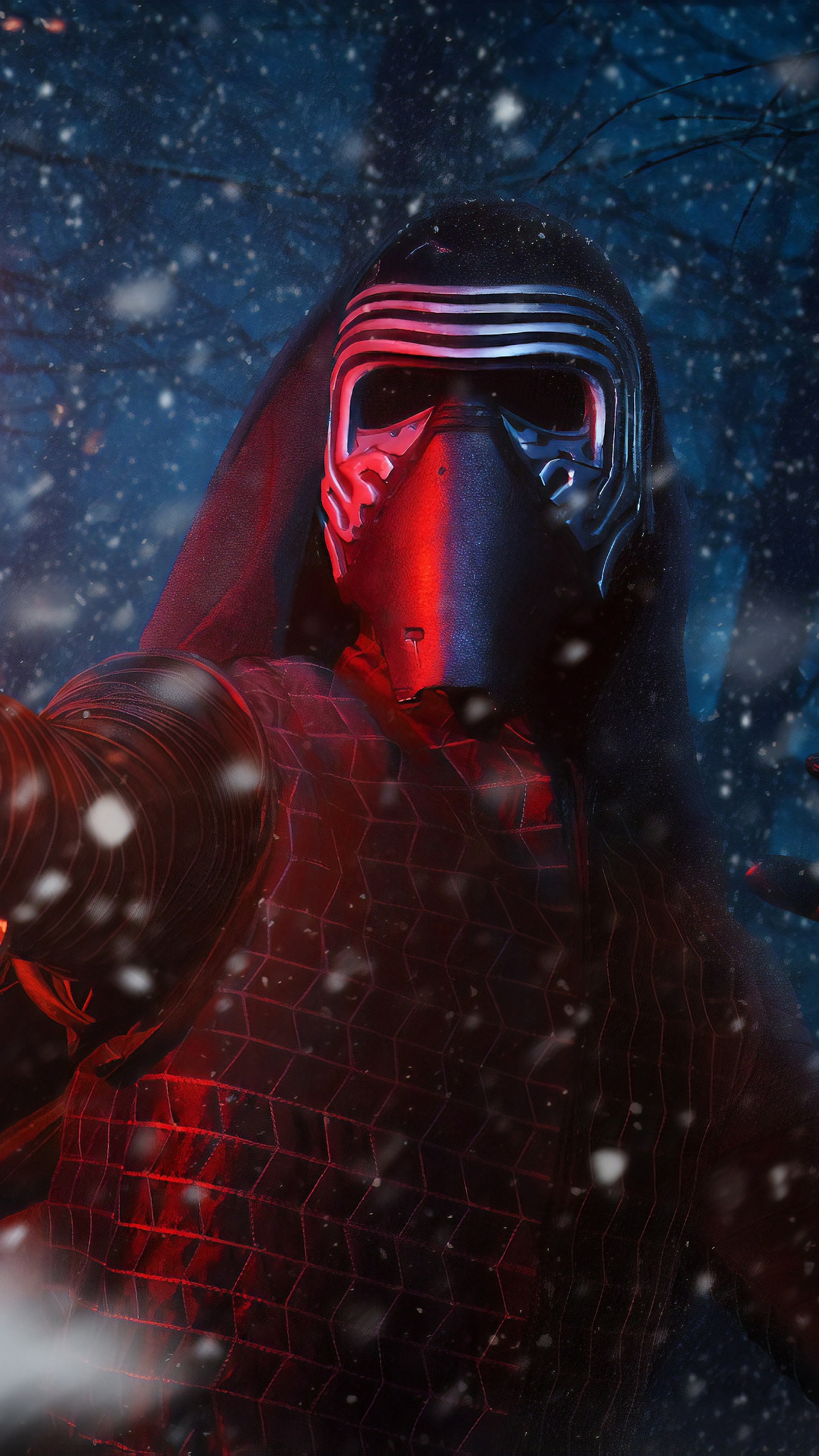 Schwarz-rote Maske Mit Licht. Wallpaper in 1440x2560 Resolution