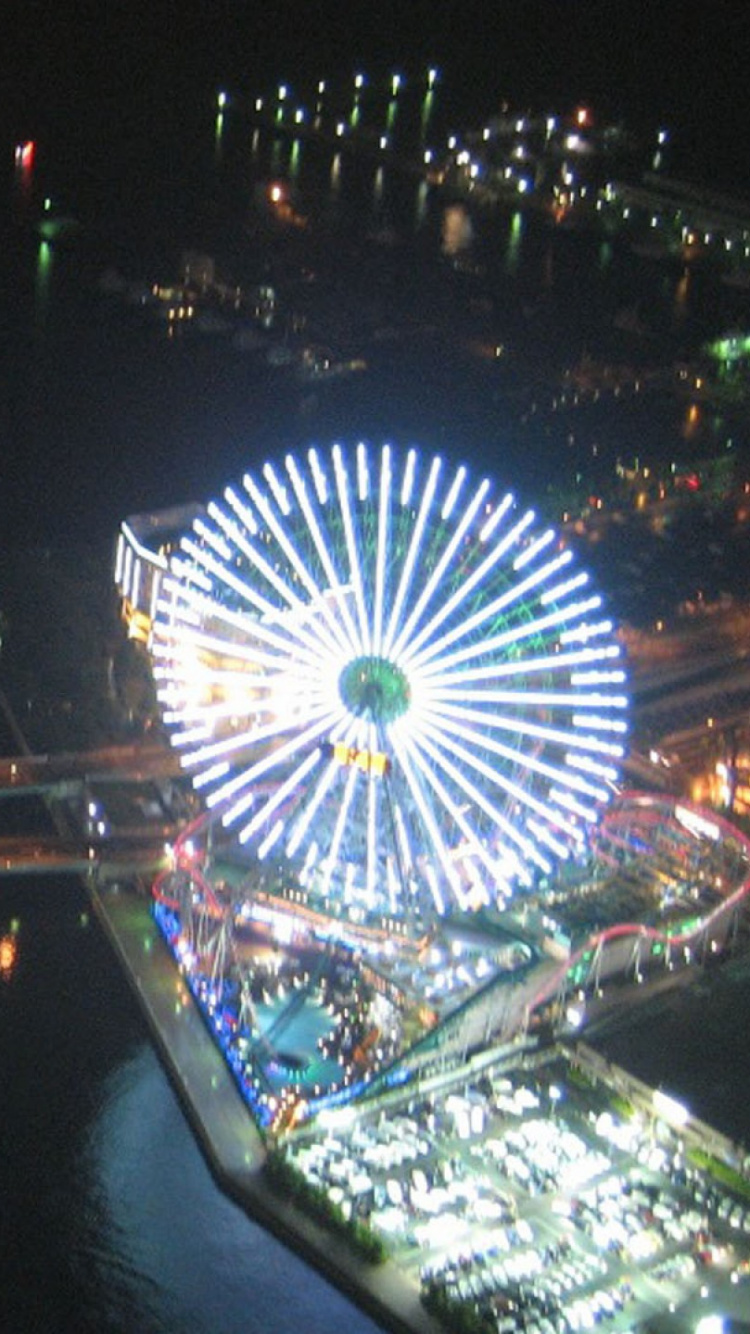 Ferris Wheel Near Body of Water During Night Time. Wallpaper in 750x1334 Resolution