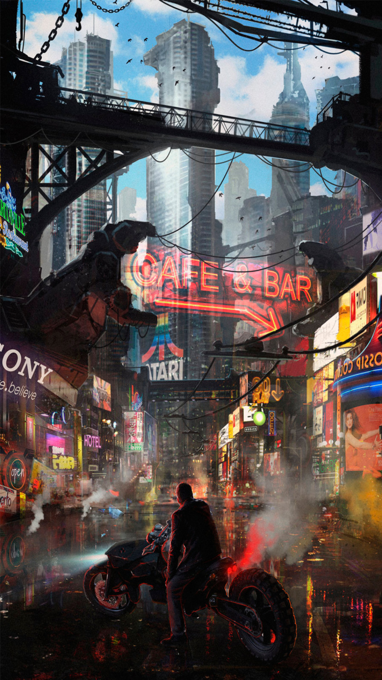 Arte Conceptual Del Río Cyberpunk de la Ciudad, Cyberpunk, Arte, Concepto de Arte, Diseño. Wallpaper in 750x1334 Resolution