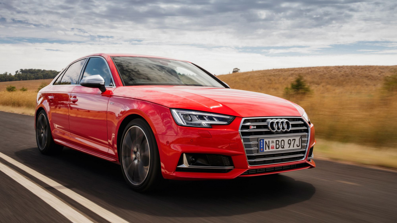 Audi Coupe Rojo en la Carretera Durante el Día. Wallpaper in 1366x768 Resolution