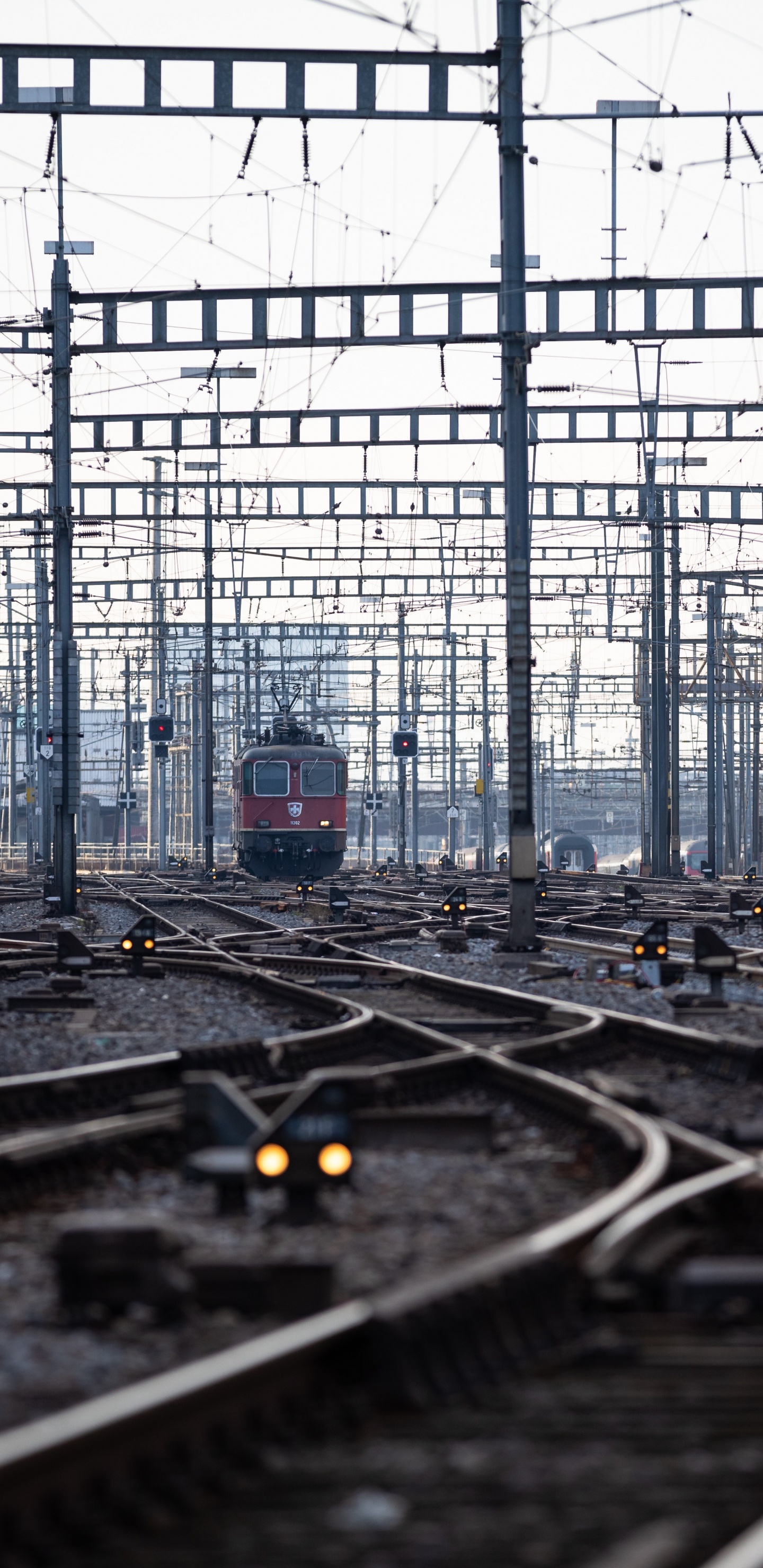 Tren Vías Férreas en la Estación de Tren. Wallpaper in 1440x2960 Resolution