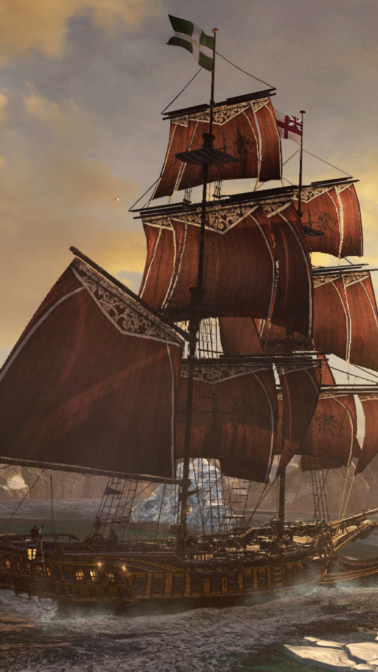 Assassins Creed Rogue, Playstation 4, Ubisoft, Shay Cormac, Segelschiff. Wallpaper in 750x1334 Resolution