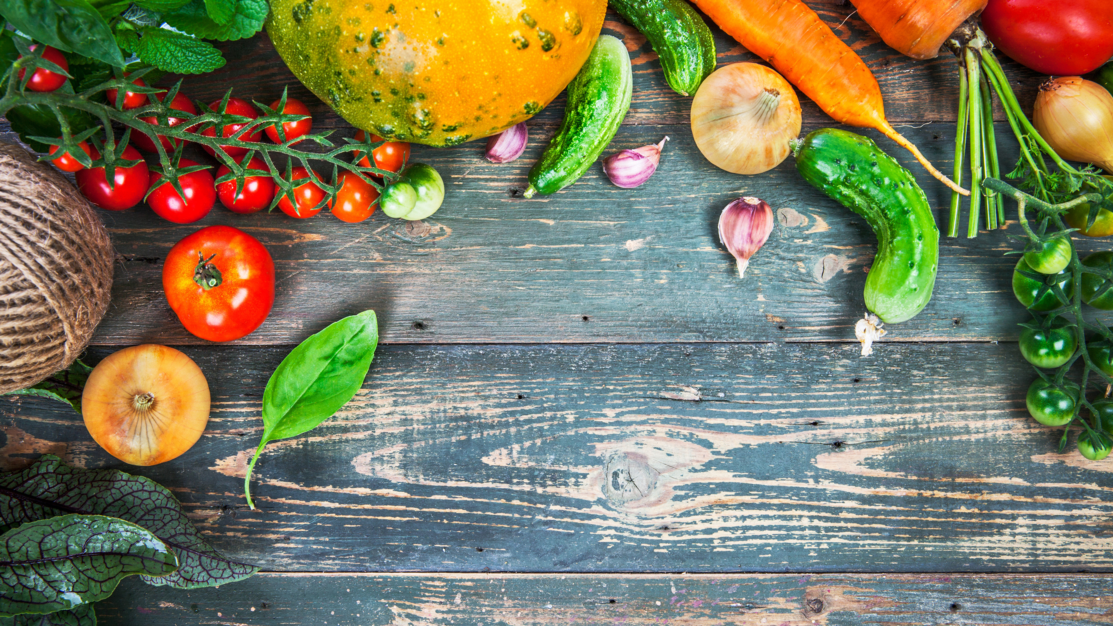 Green Watermelon and Red Tomato on Brown Wooden Table. Wallpaper in 3840x2160 Resolution