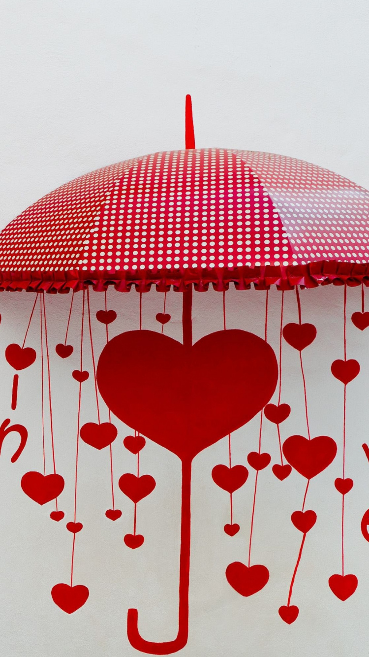 Parapluie Rouge et Jaune Sur Fond Blanc. Wallpaper in 750x1334 Resolution