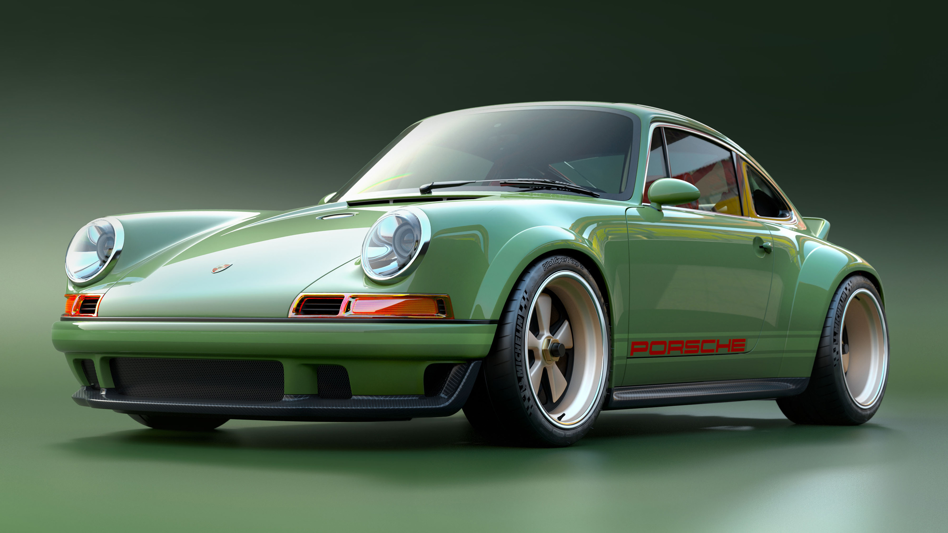 Porsche 911 Rojo Sobre Fondo Blanco.. Wallpaper in 3840x2160 Resolution