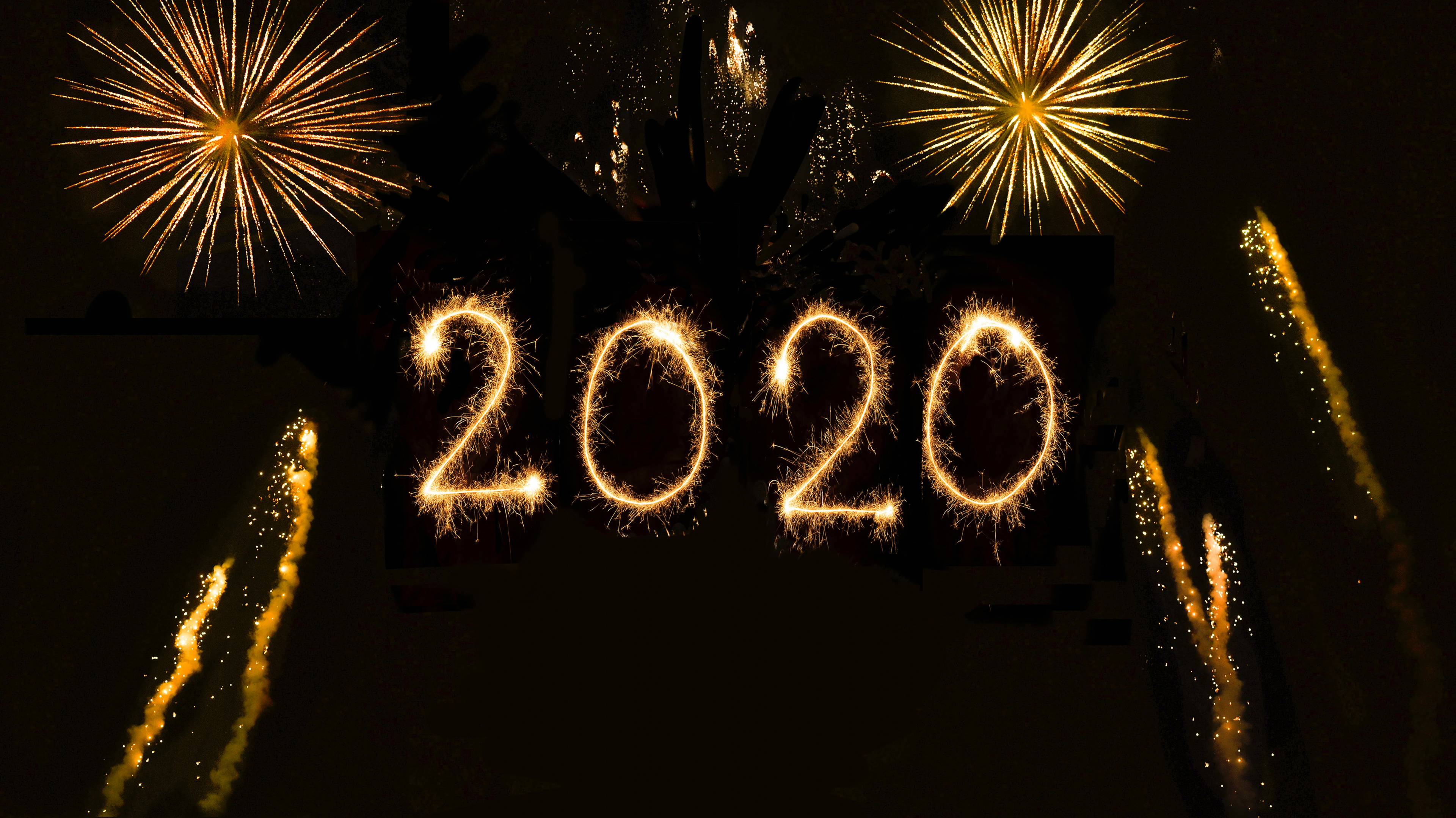 2020, le Réveillon du Nouvel An, Artifice, Célébrer, Minuit. Wallpaper in 3840x2160 Resolution