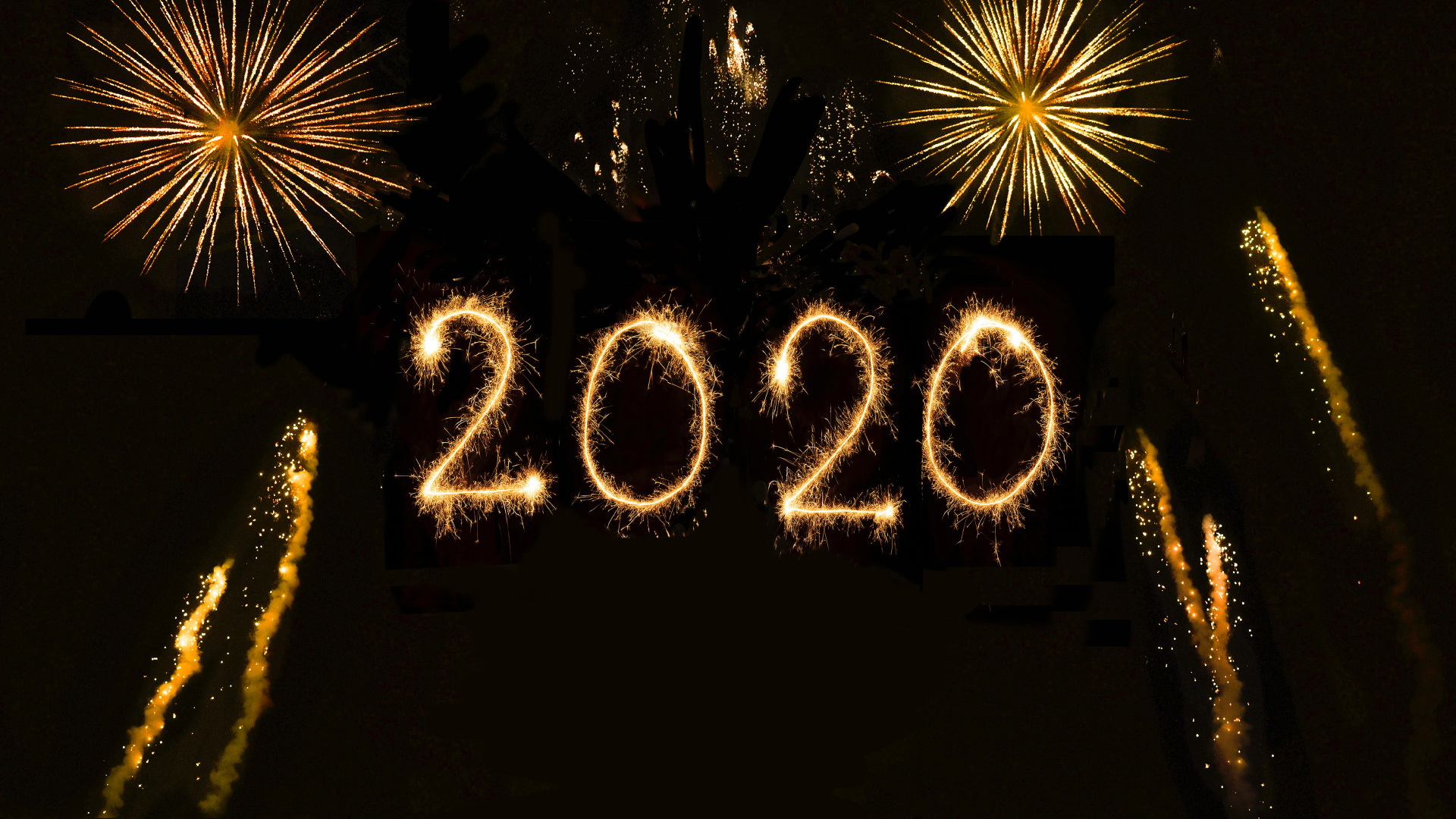 2020, Silvester, Feuerwerk, Feiern, Mitternacht. Wallpaper in 1920x1080 Resolution
