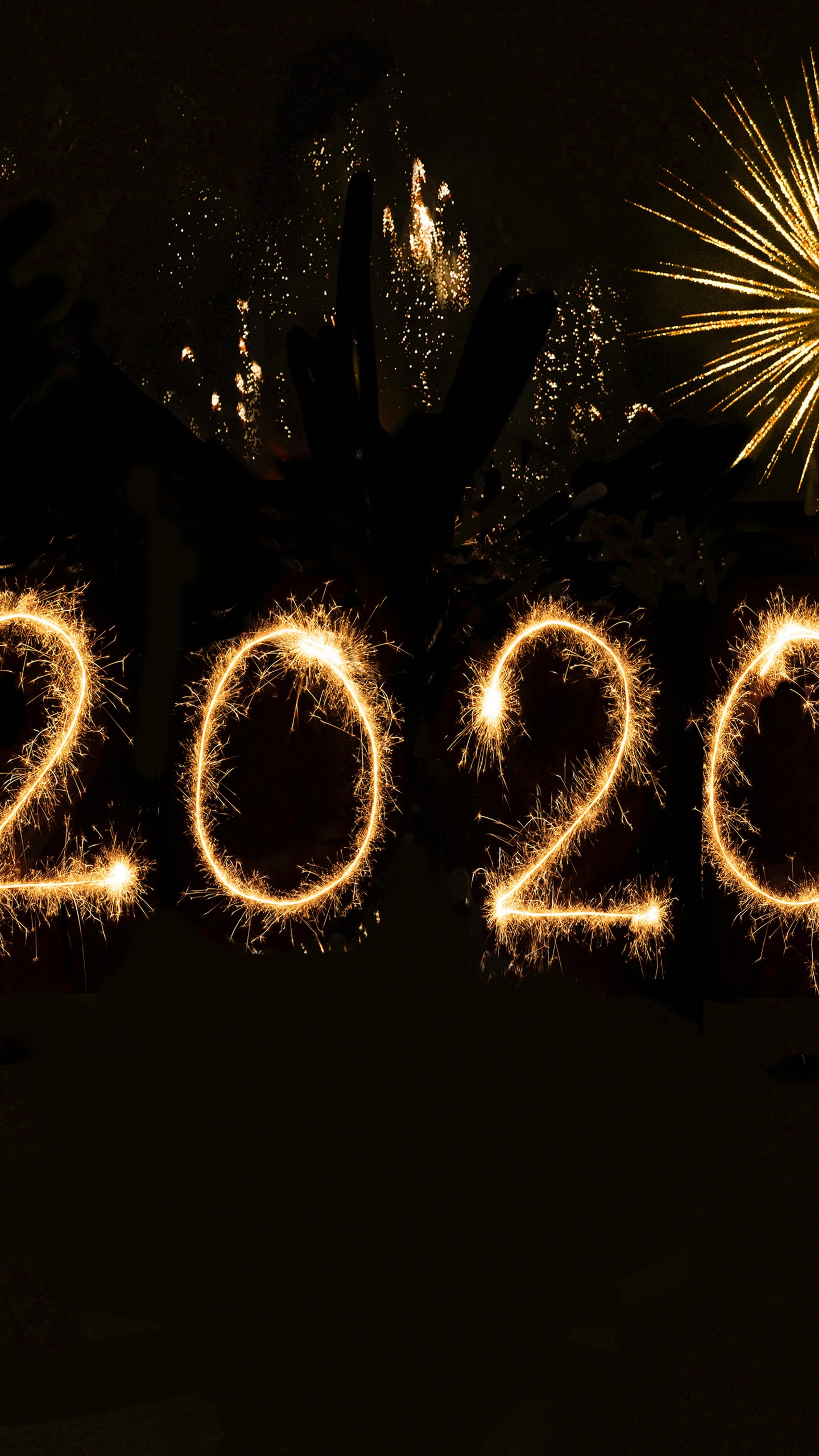 2020, 新年前夕, 烟花, 午夜, 假日 壁纸 1440x2560 允许