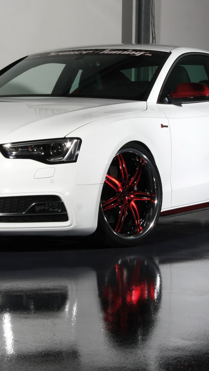 Audi r 8 Blanche Sur Trottoir Gris. Wallpaper in 720x1280 Resolution