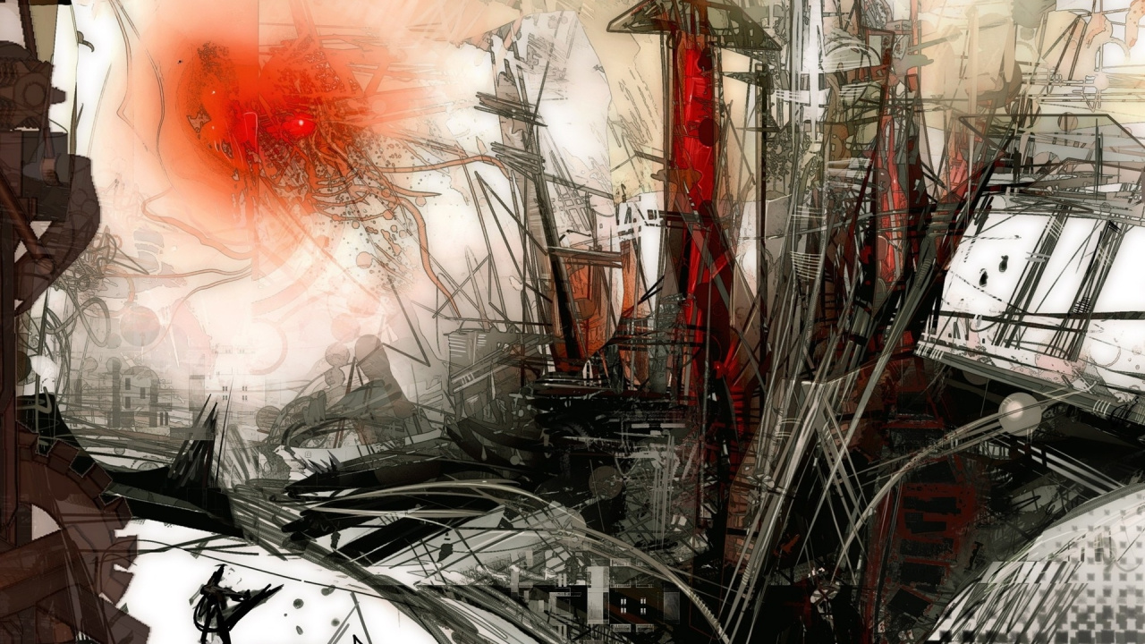 Pintura Abstracta en Blanco y Negro. Wallpaper in 1280x720 Resolution