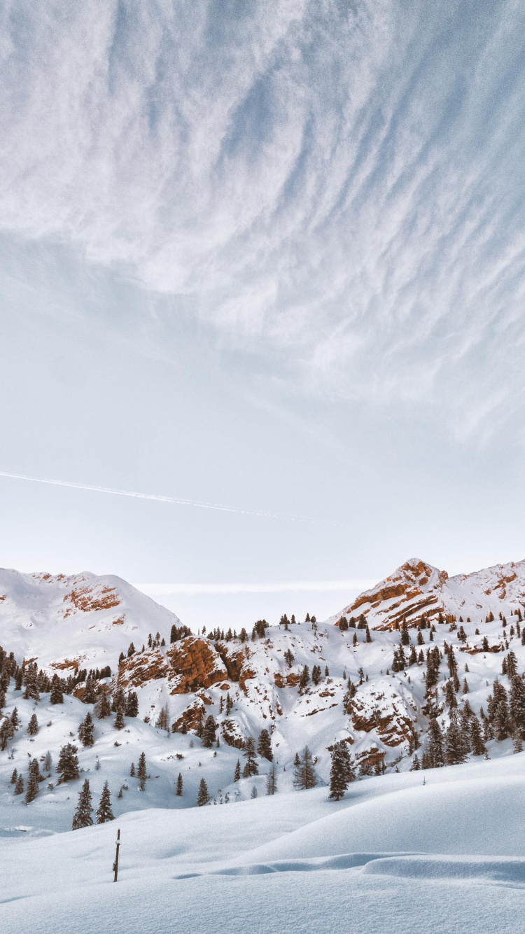 Paisaje Nevado, Nieve, Invierno, Montaña, Naturaleza. Wallpaper in 750x1334 Resolution