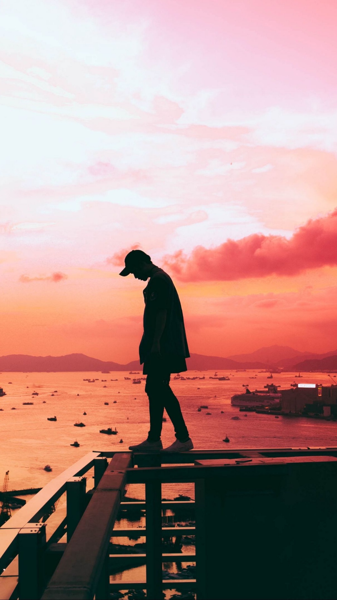 Eau, Lumière, Les Gens Dans la Nature, Afterglow, Orange. Wallpaper in 1080x1920 Resolution