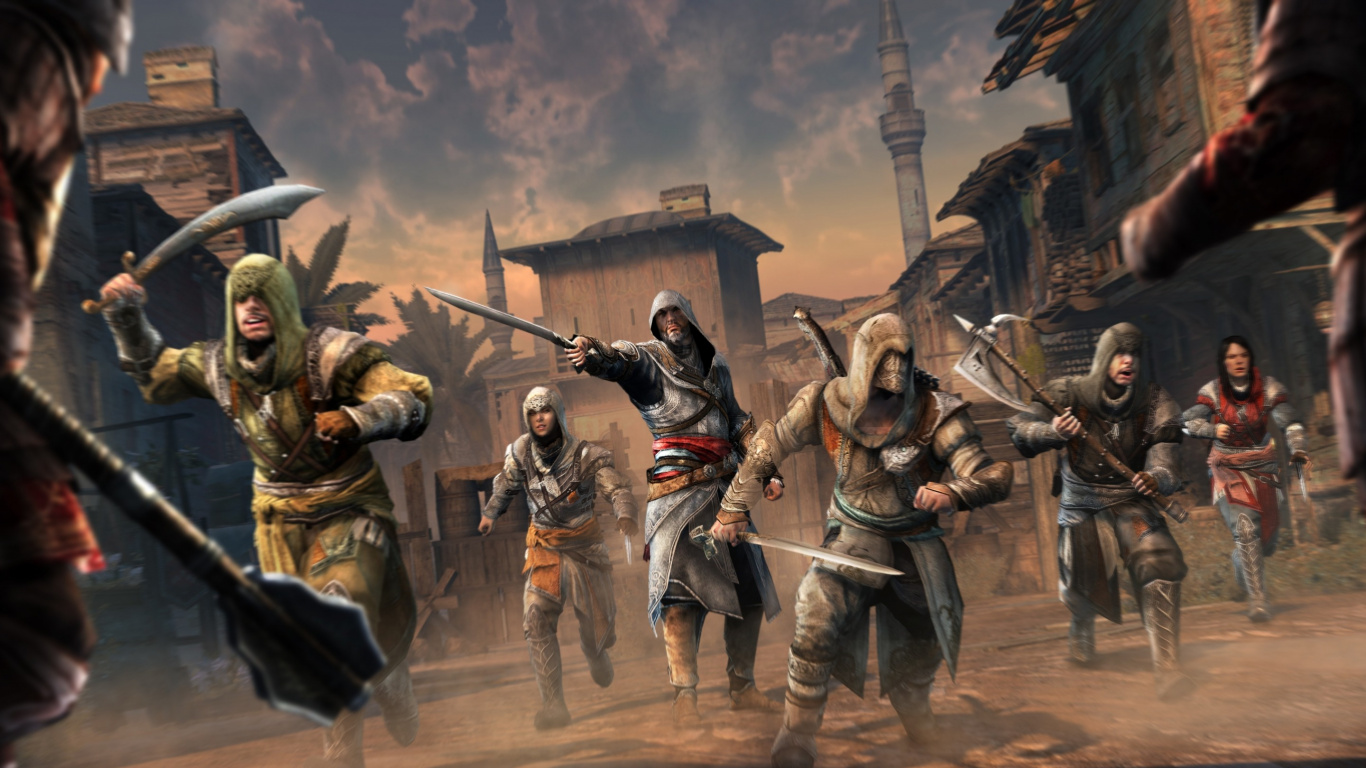 Assassins Creed Revelations, Assassins Creed Brotherhood, Ezio Auditore, Assassins Creed III, Pc-Spiel. Wallpaper in 1366x768 Resolution