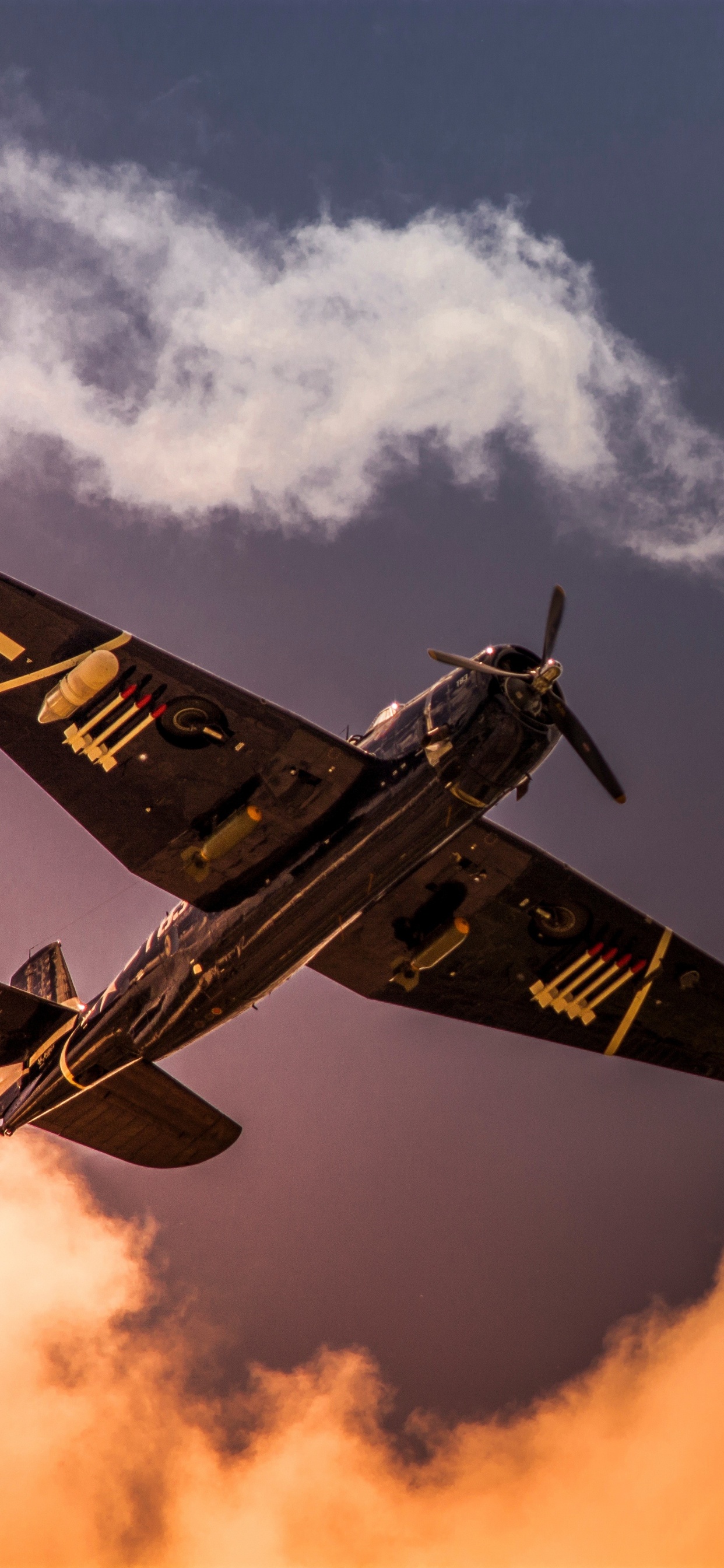 Black and Yellow Jet Plane in Mid Air During Daytime. Wallpaper in 1242x2688 Resolution