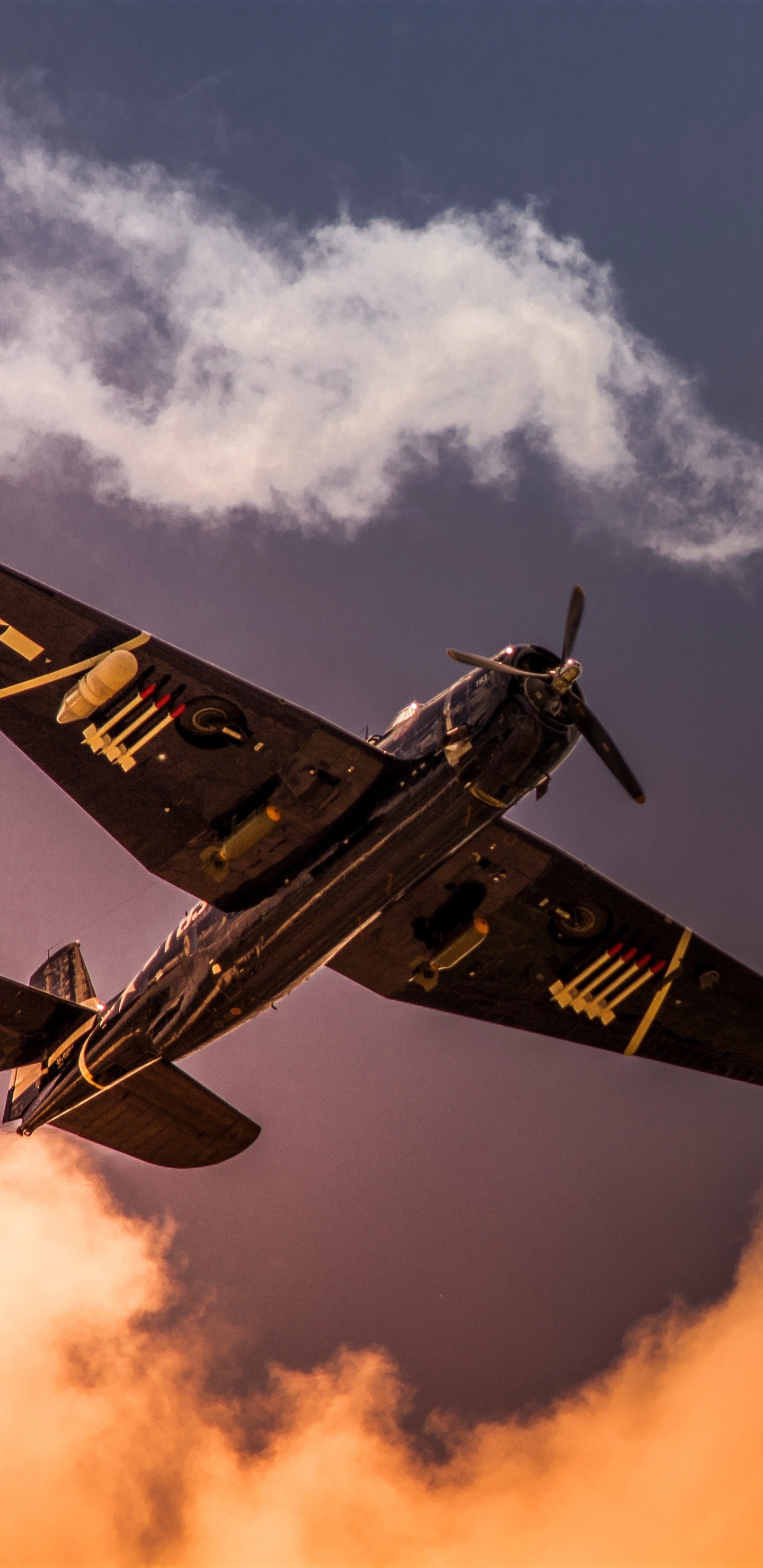 Schwarz-gelbes Düsenflugzeug in Der Luft Tagsüber During. Wallpaper in 1440x2960 Resolution