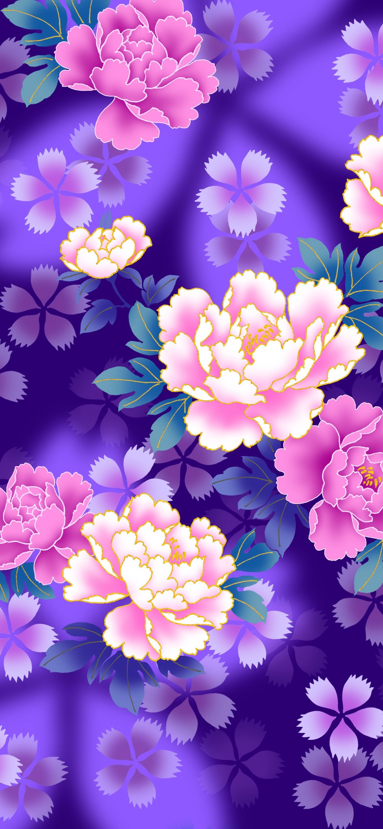 Purple and Yellow Flowers in Bloom. Wallpaper in 1242x2688 Resolution