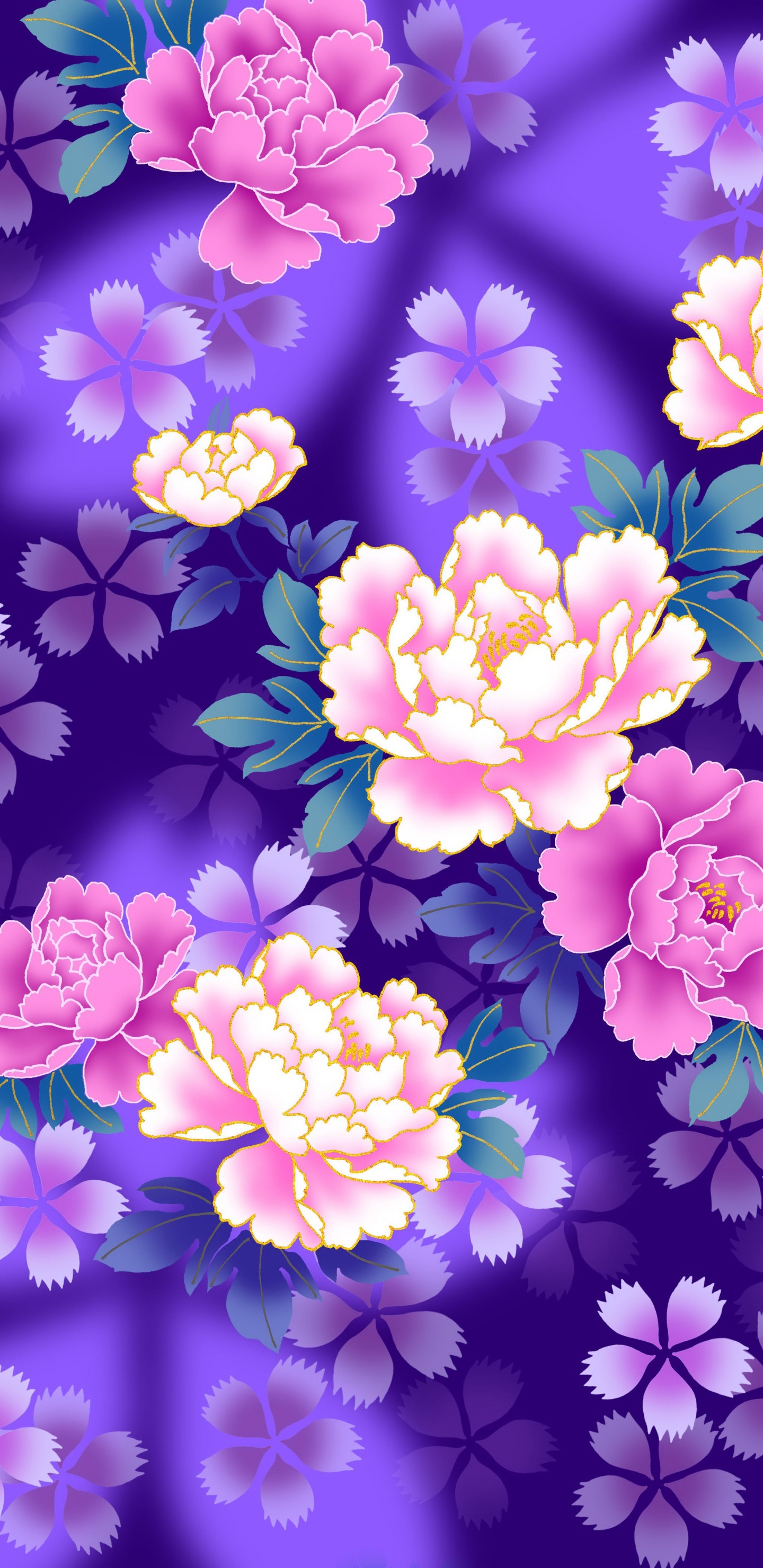 Purple and Yellow Flowers in Bloom. Wallpaper in 1440x2960 Resolution