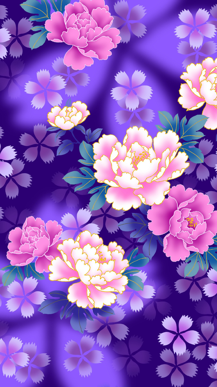 Purple and Yellow Flowers in Bloom. Wallpaper in 750x1334 Resolution