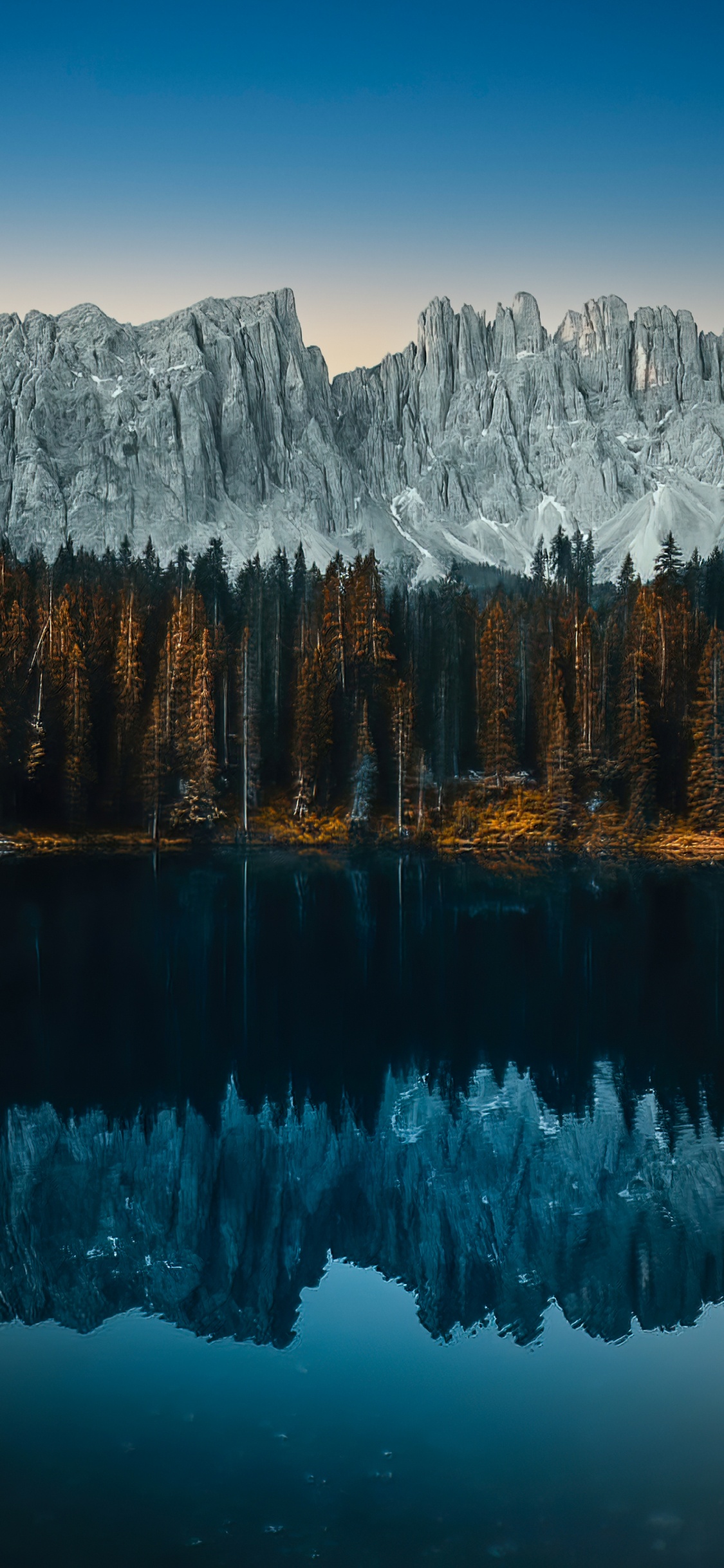 Karersee, Agua, Montaña, Nieve, Ecorregión. Wallpaper in 1125x2436 Resolution