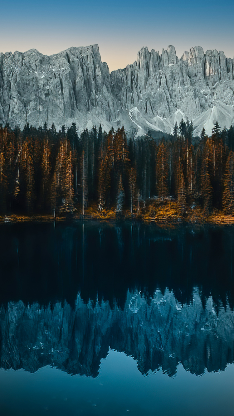 Karersee, Eau, Neige, L'écorégion, Lumière. Wallpaper in 750x1334 Resolution