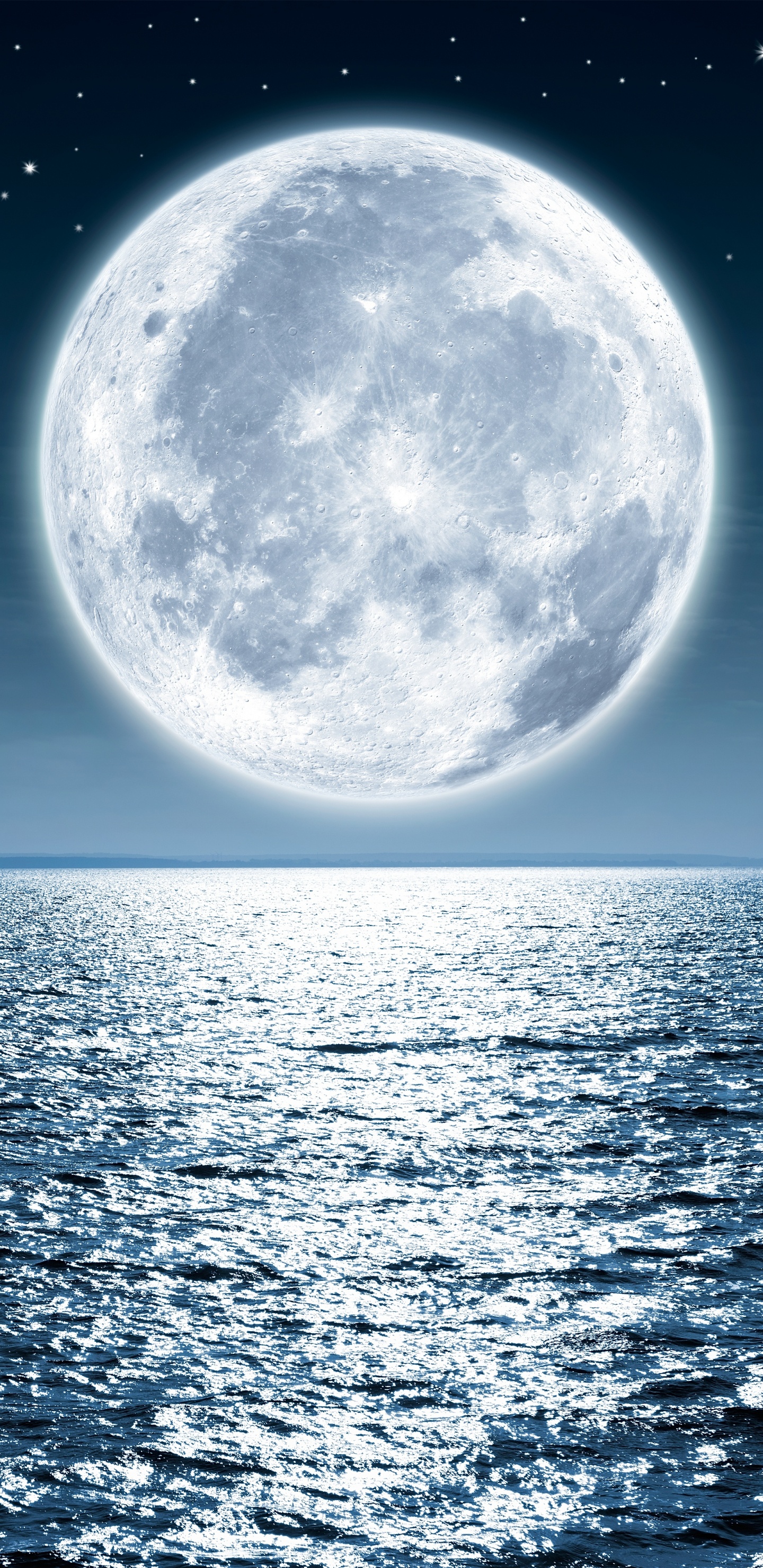Luna, Luna Llena, Naturaleza, Luz, Ambiente. Wallpaper in 1440x2960 Resolution