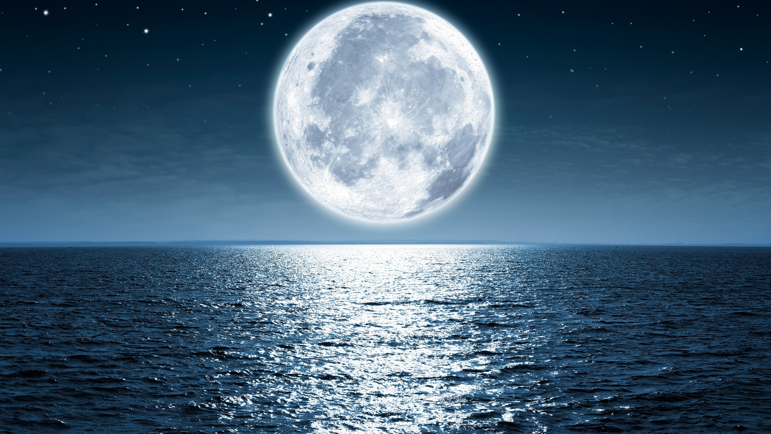 Mond, Vollmond, Natur, Mondlicht, Licht. Wallpaper in 2560x1440 Resolution