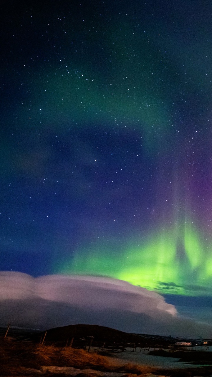 Aurora Borealis Over The Lake. Wallpaper in 720x1280 Resolution