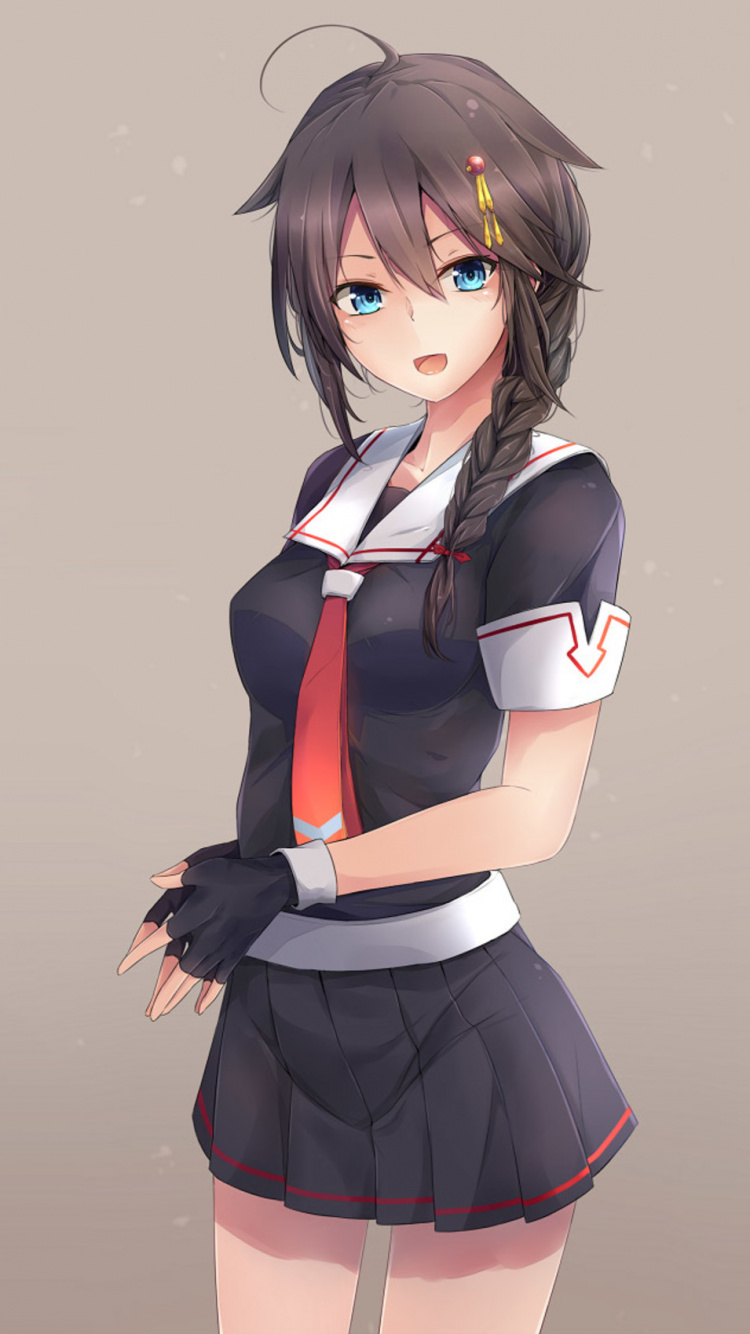Brown Haired Female Anime Character. Wallpaper in 750x1334 Resolution