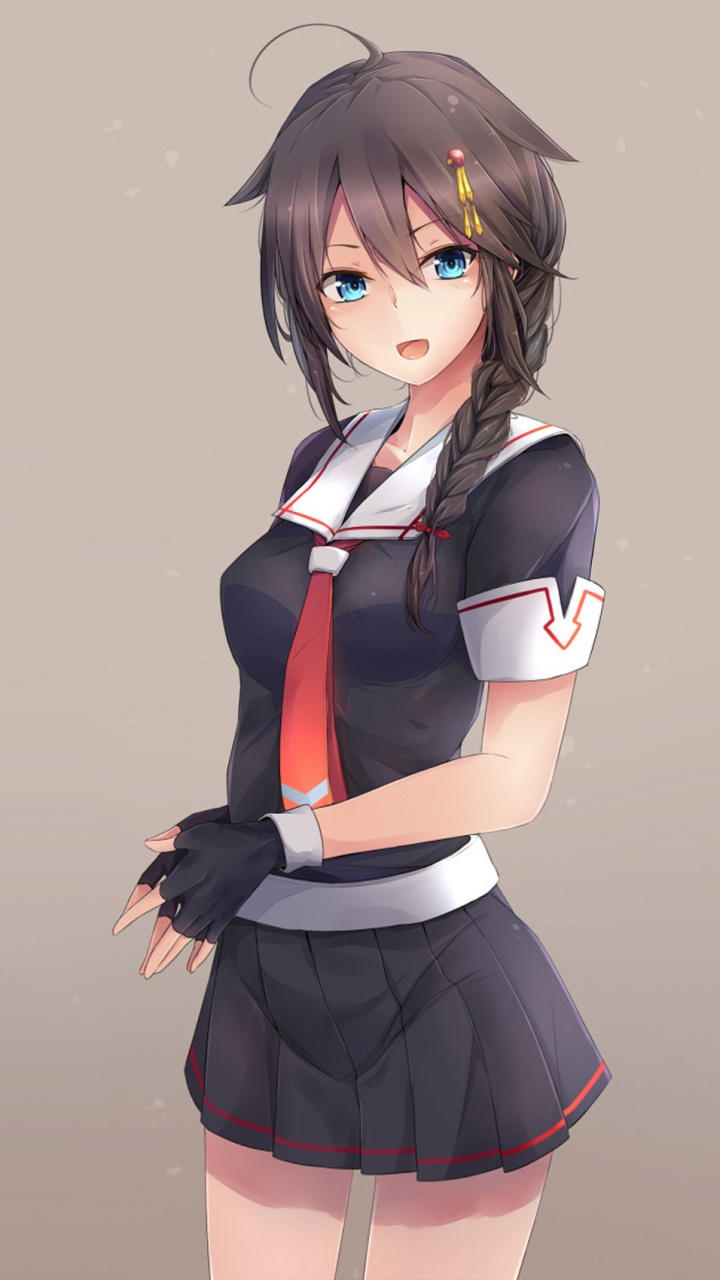 Braunhaarige Weibliche Anime-Figur. Wallpaper in 720x1280 Resolution