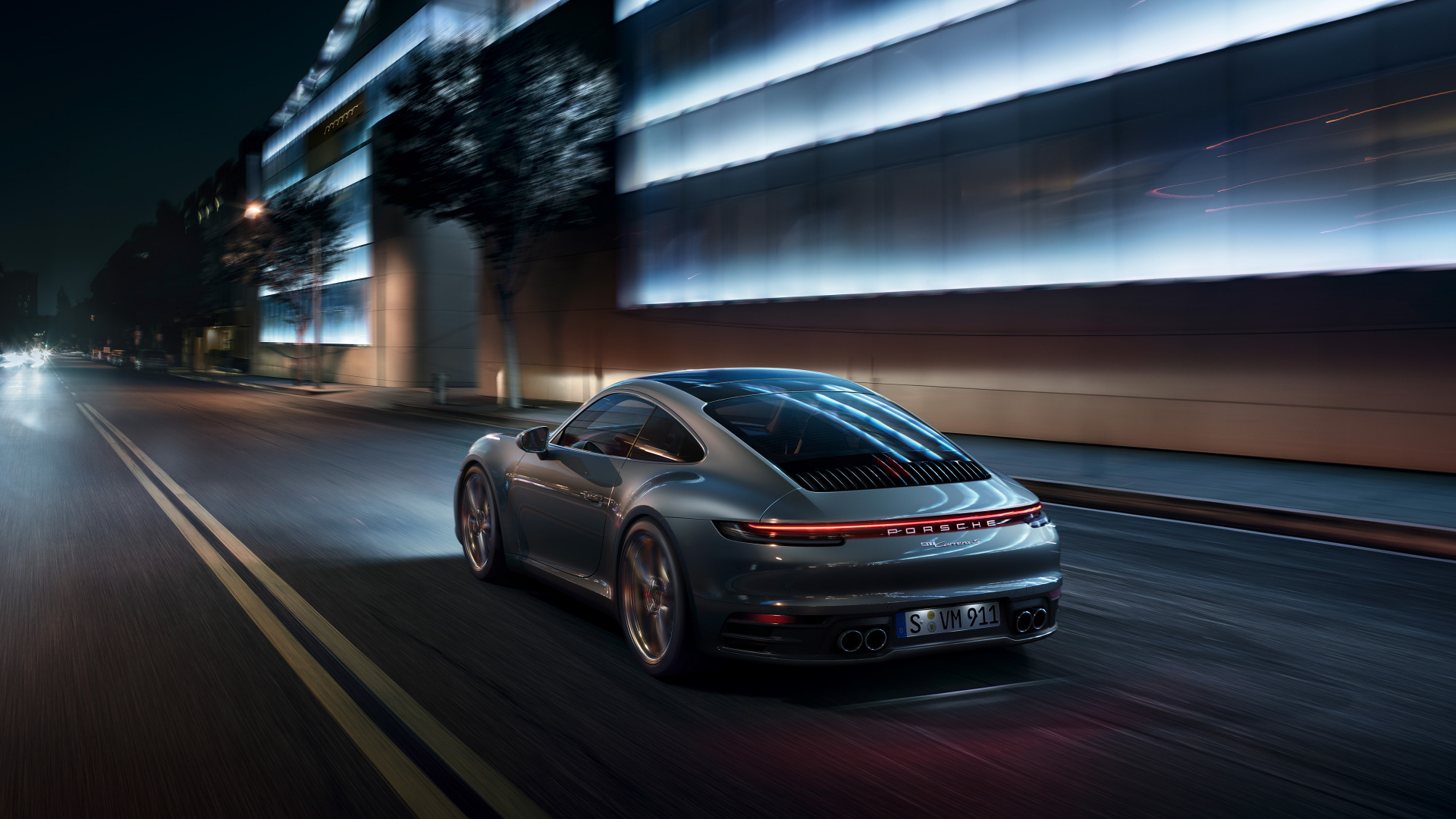 Audi a 4 Coupe Negro en la Carretera Durante la Noche. Wallpaper in 1920x1080 Resolution