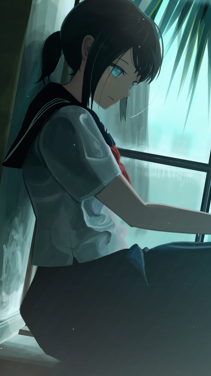 Mujer Con Camisa de Manga Larga Blanca y Pantalón Negro Sentado en un Banco de Hormigón Blanco. Wallpaper in 720x1280 Resolution