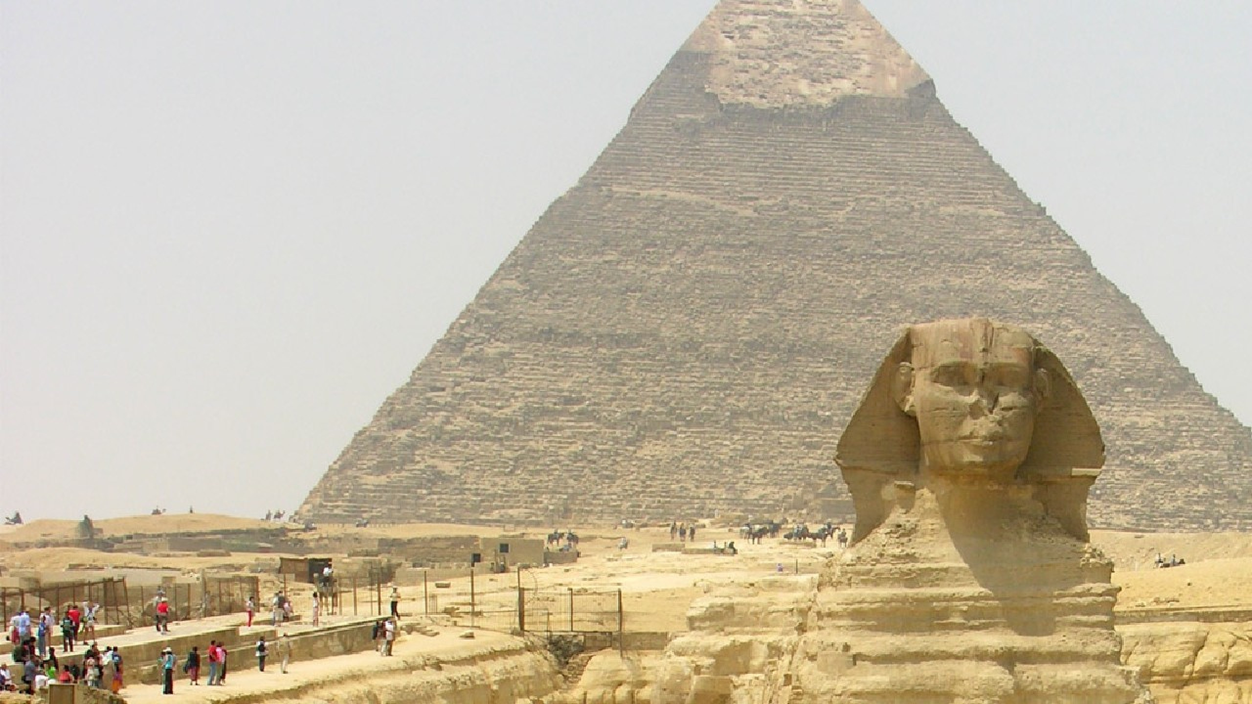 Pyramid of Giza in The Middle of The City. Wallpaper in 2560x1440 Resolution