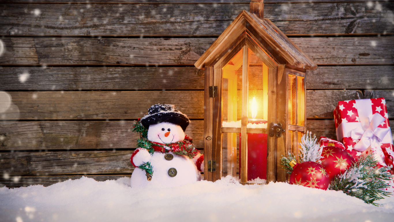 Christmas Day, Snowman, Christmas Decoration, Christmas Ornament, Snow. Wallpaper in 1366x768 Resolution